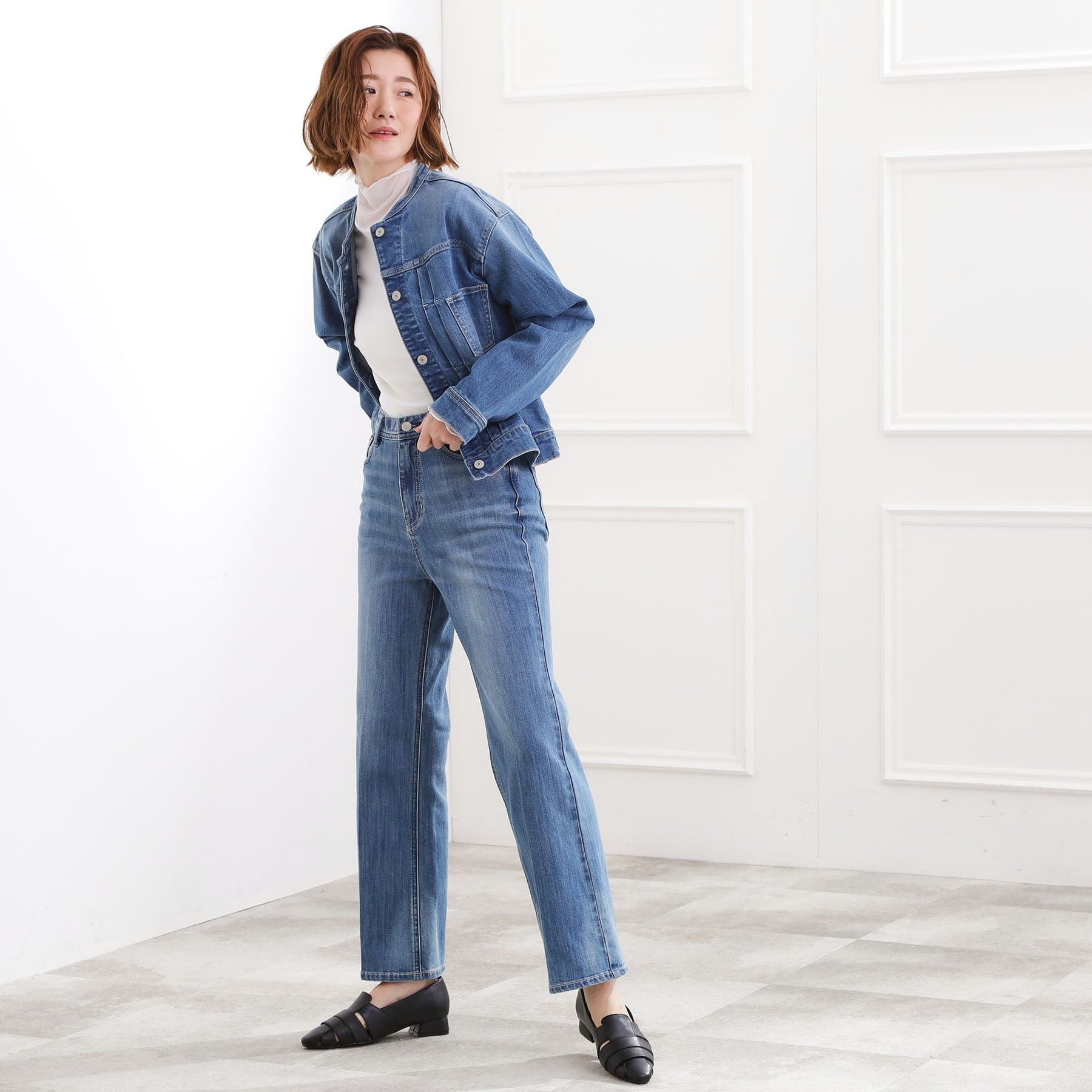 グローブ grove ライトオンスストレッチデニムジャケット （ネイビー(094)） ネイビー(094)