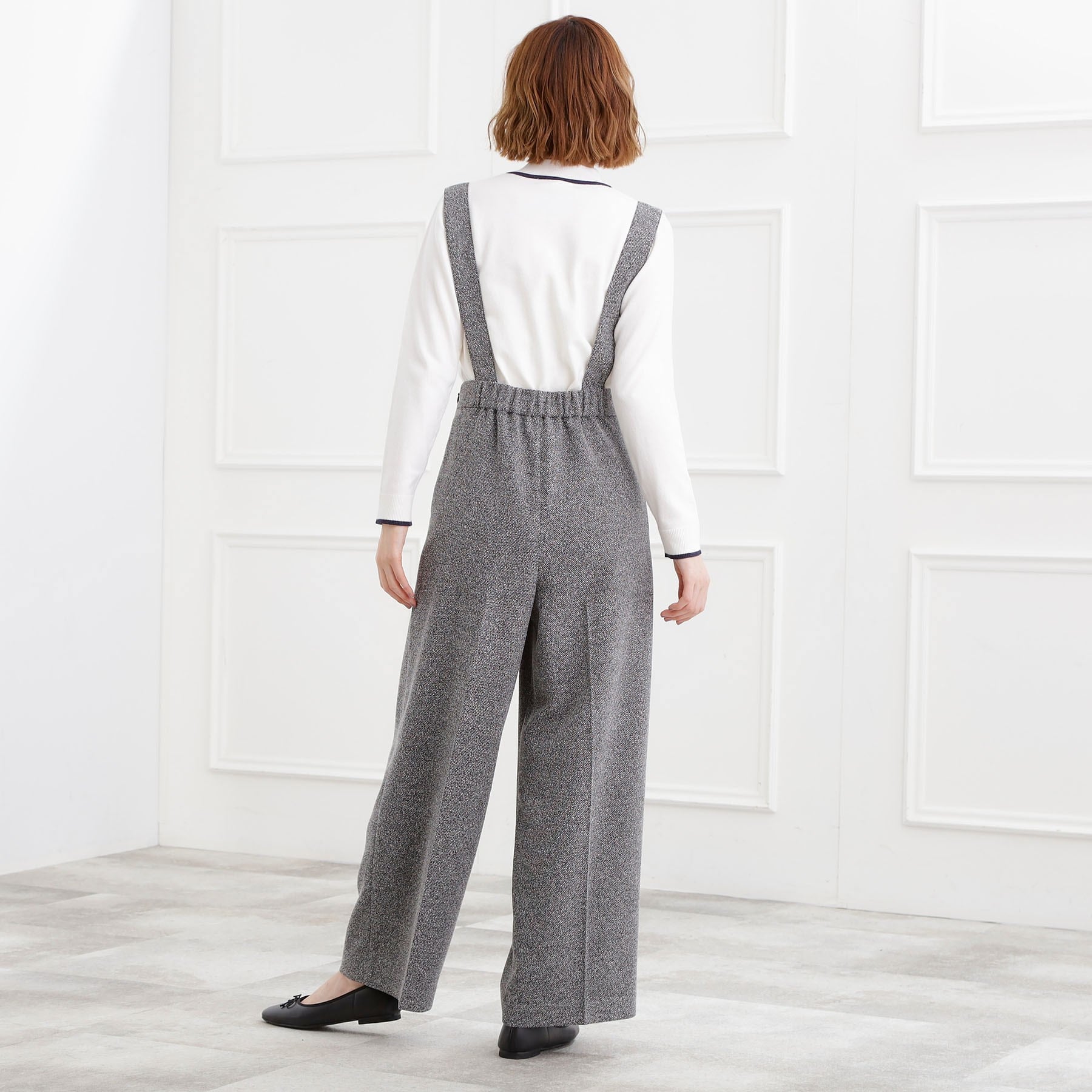 グローブ grove ショルダーストラップツイードパンツ （ブラック(019)） ブラック(019)