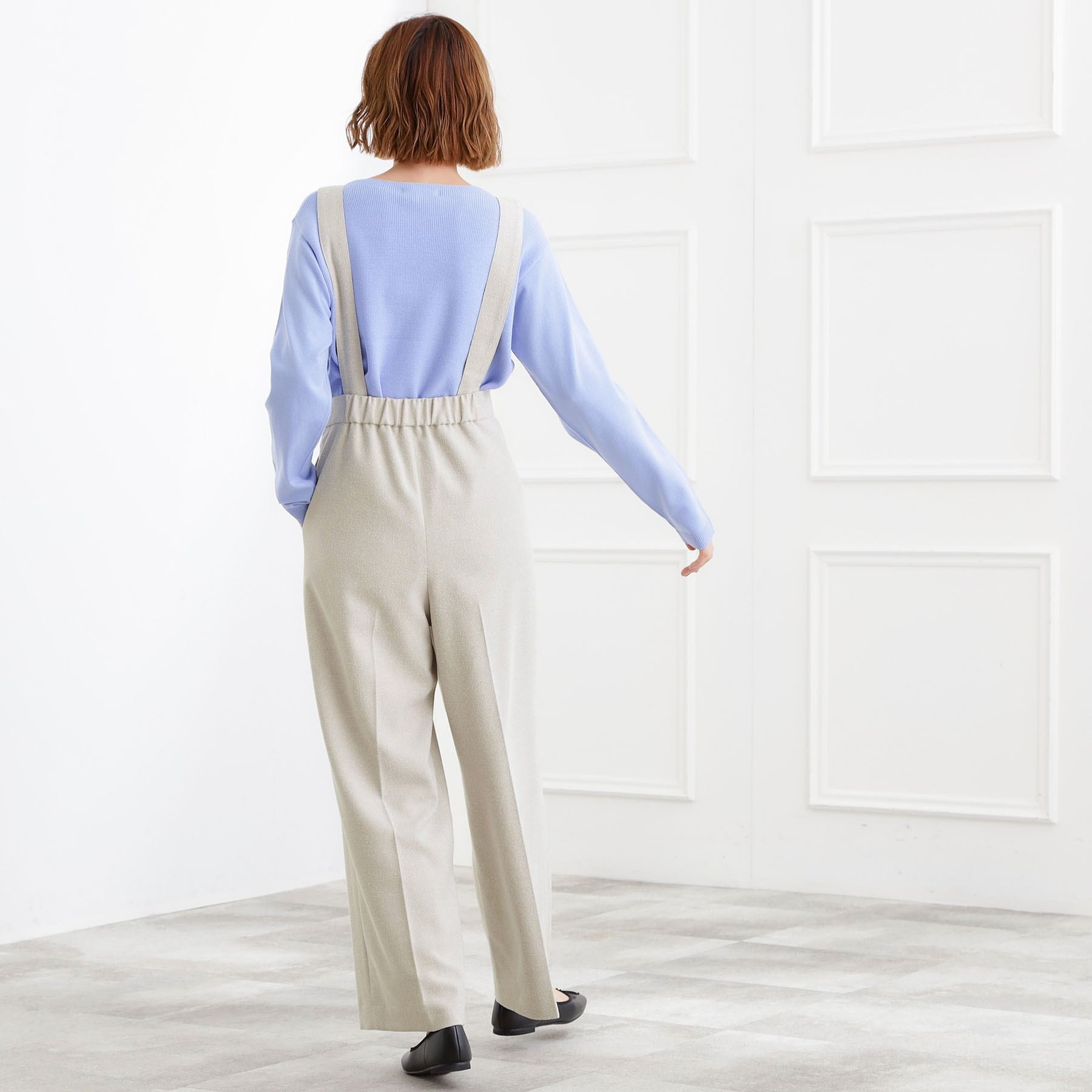 グローブ grove ショルダーストラップツイードパンツ （ブラック(019)） ブラック(019)