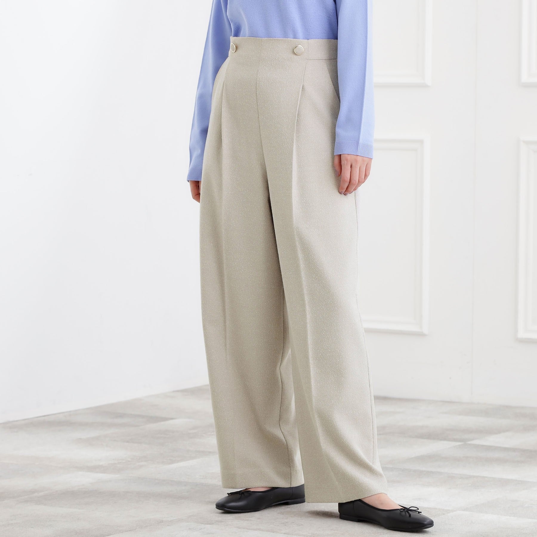 グローブ grove ショルダーストラップツイードパンツ （ブラック(019)） ブラック(019)