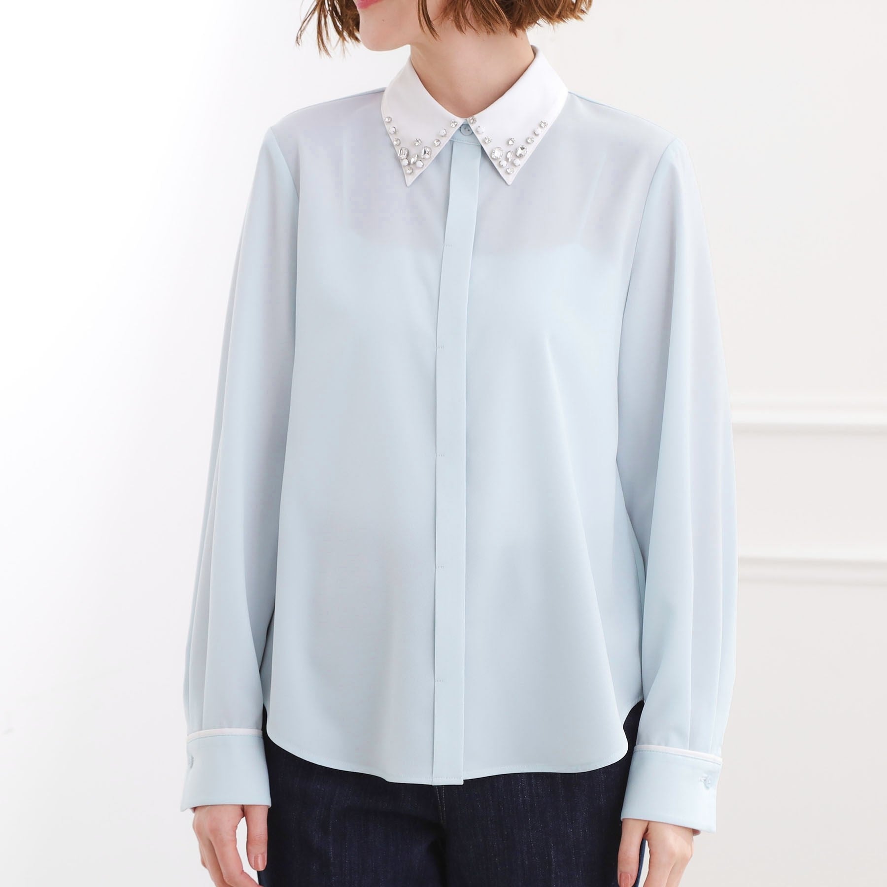 グローブ grove ビジューカラー とろみシャツ （オフホワイト(003)） オフホワイト(003)