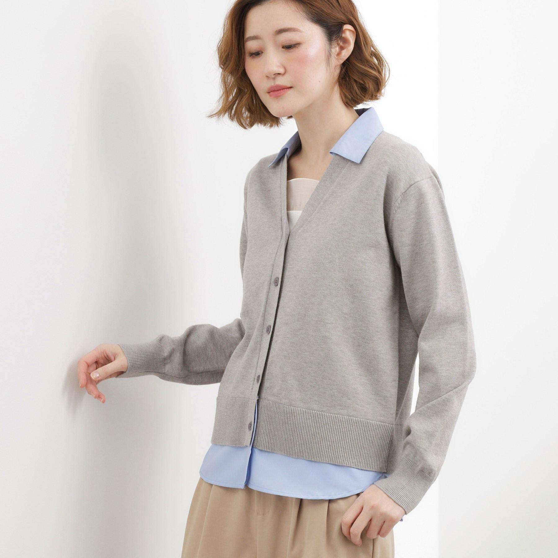 グローブ grove シャツドッキング ニットカーディガン （グレー(012)） グレー(012)