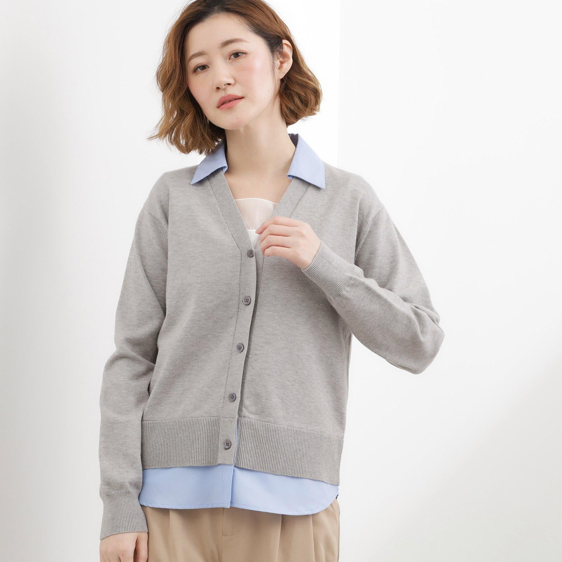 グローブ grove シャツドッキング ニットカーディガン （グレー(012)） グレー(012)