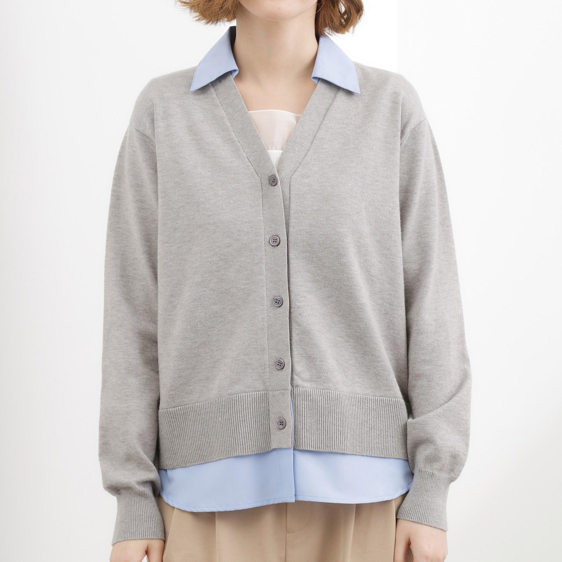 グローブ grove シャツドッキング ニットカーディガン （グレー(012)） グレー(012)