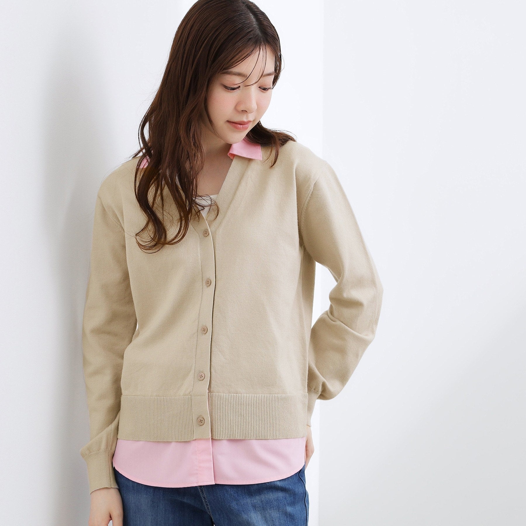 グローブ grove シャツドッキング ニットカーディガン （グレー(012)） グレー(012)