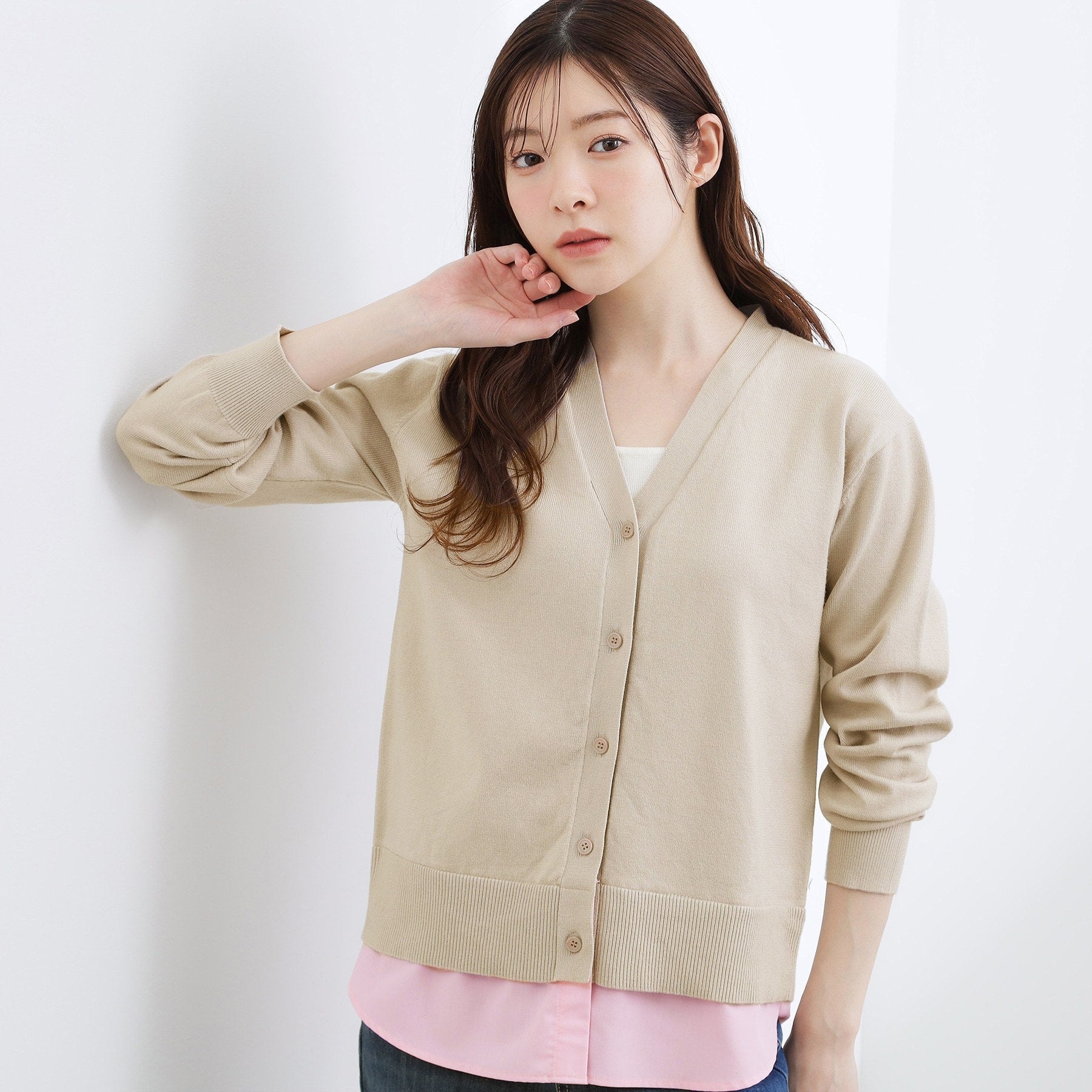 グローブ grove シャツドッキング ニットカーディガン （グレー(012)） グレー(012)