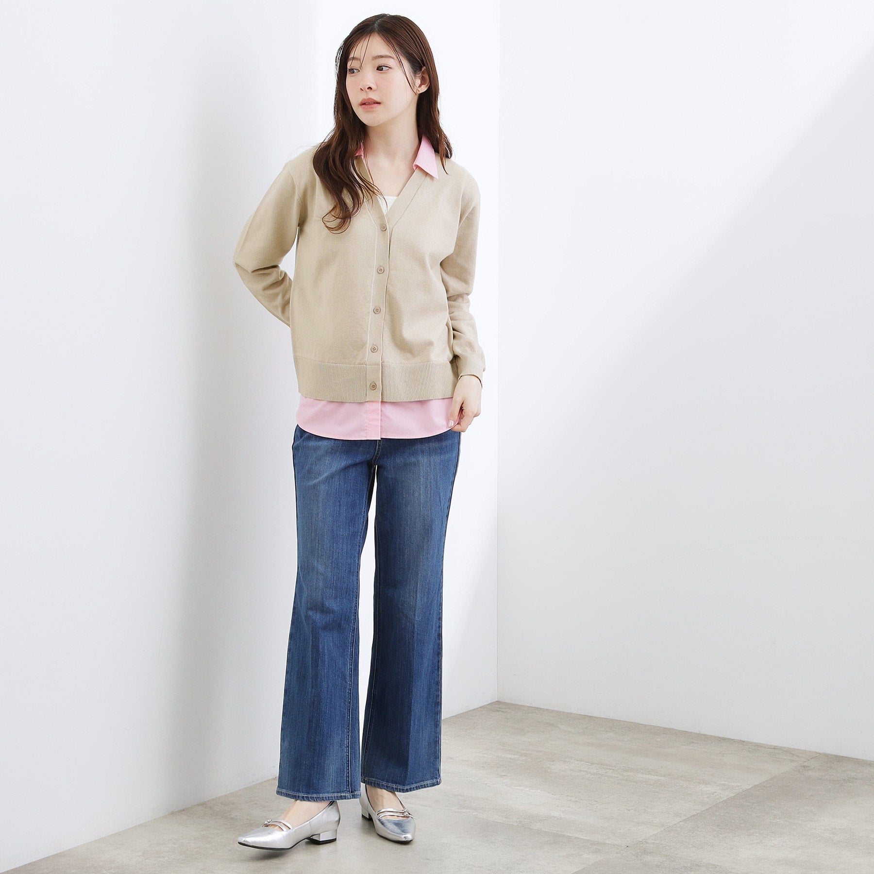 グローブ grove シャツドッキング ニットカーディガン （グレー(012)） グレー(012)