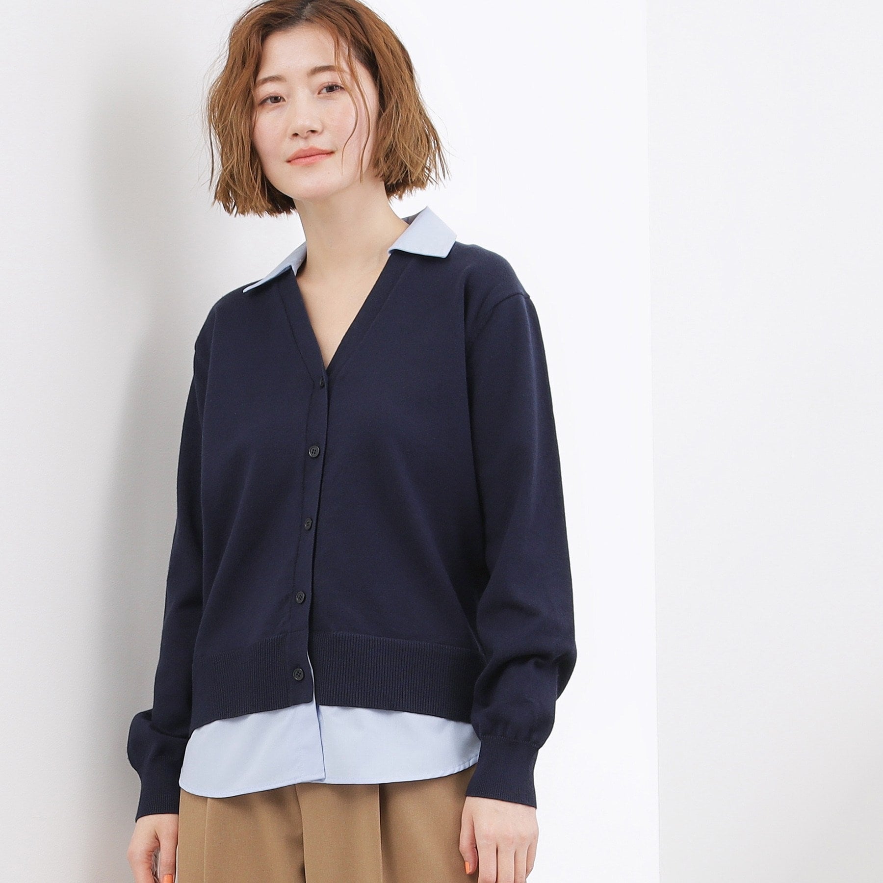 グローブ grove シャツドッキング ニットカーディガン （グレー(012)） グレー(012)