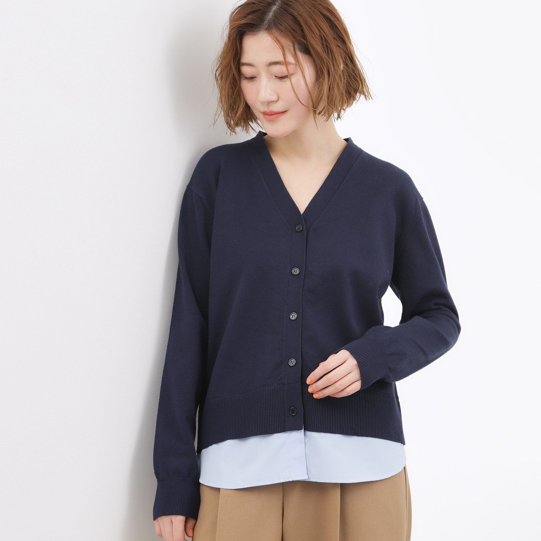 グローブ grove シャツドッキング ニットカーディガン （グレー(012)） グレー(012)