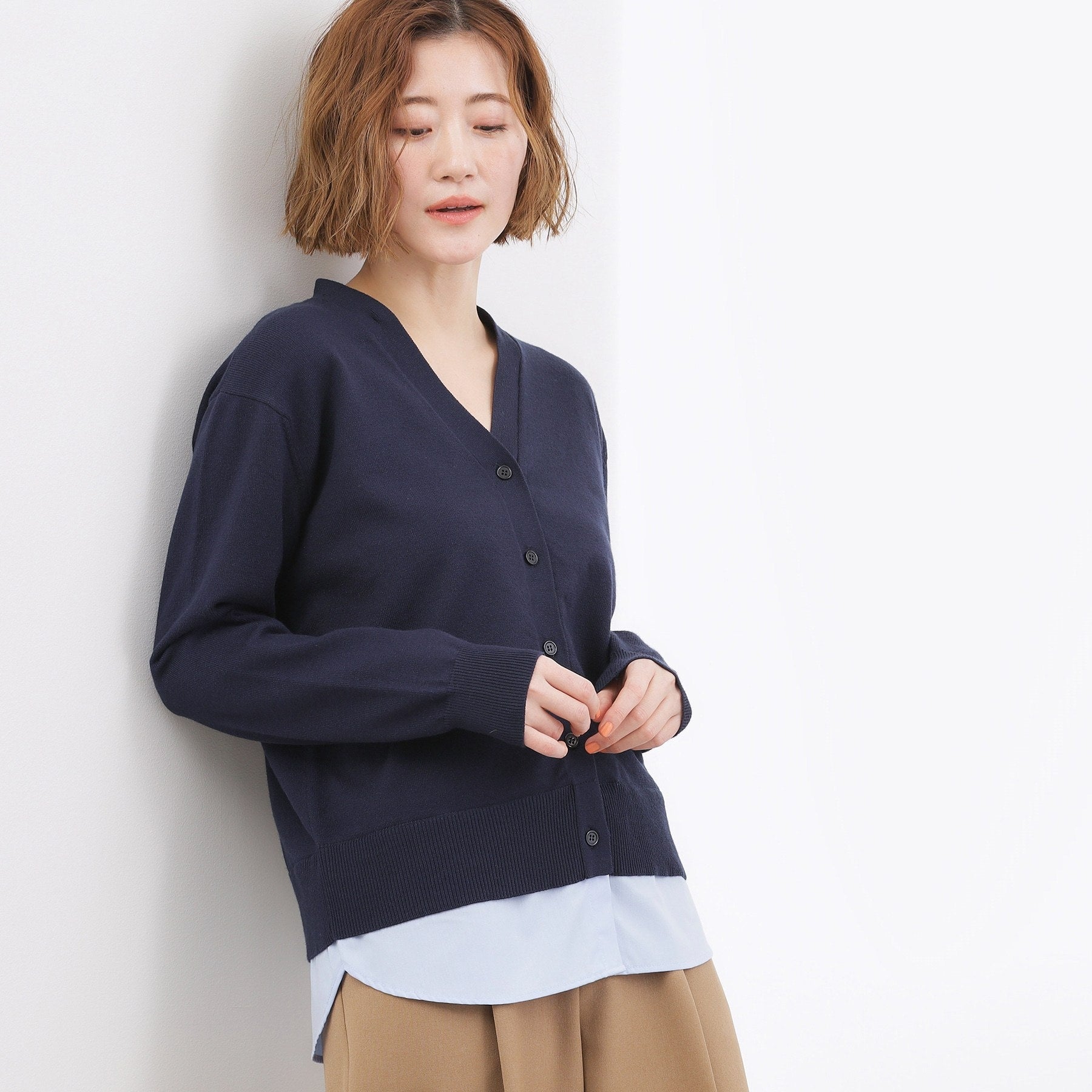 グローブ grove シャツドッキング ニットカーディガン （グレー(012)） グレー(012)