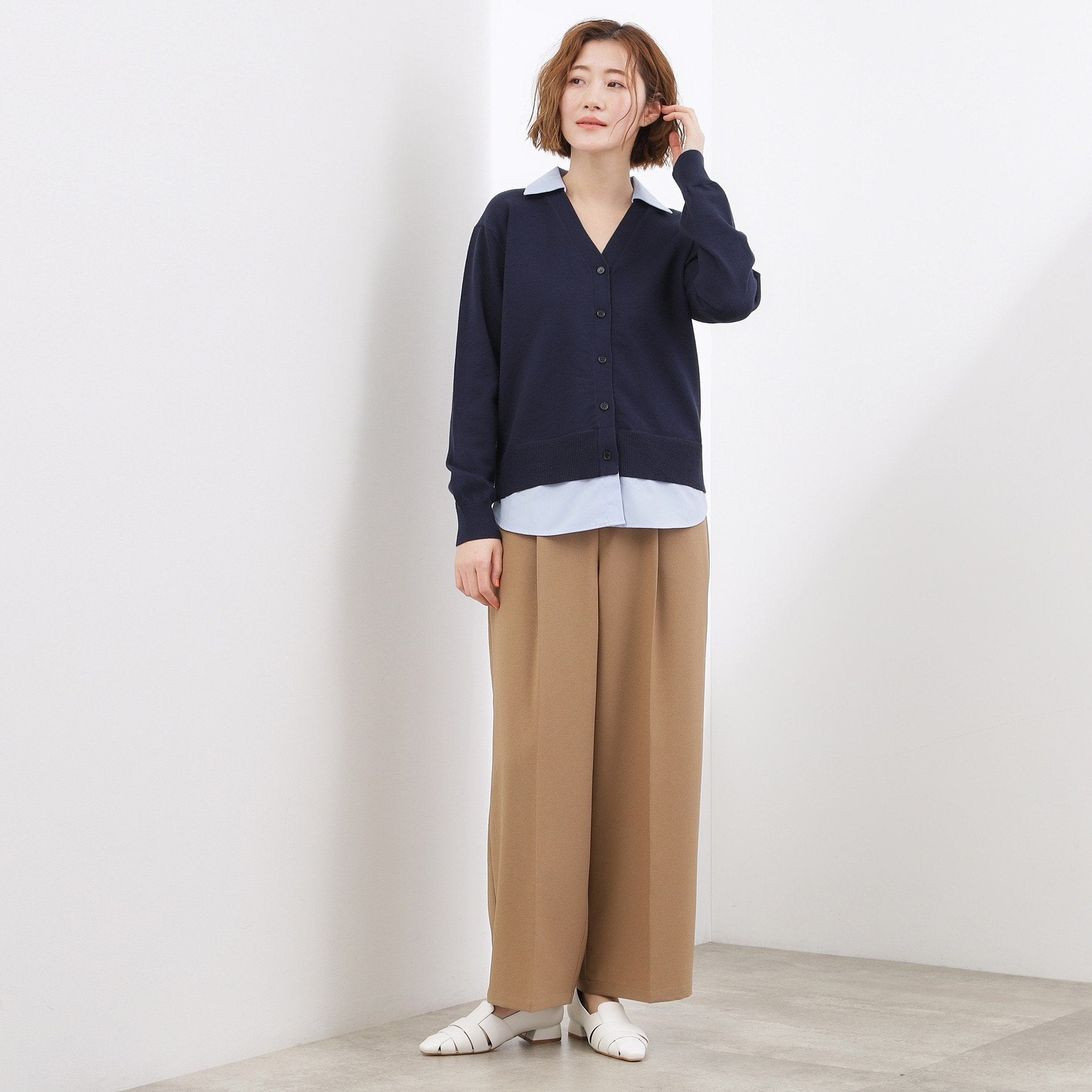 グローブ grove シャツドッキング ニットカーディガン （グレー(012)） グレー(012)