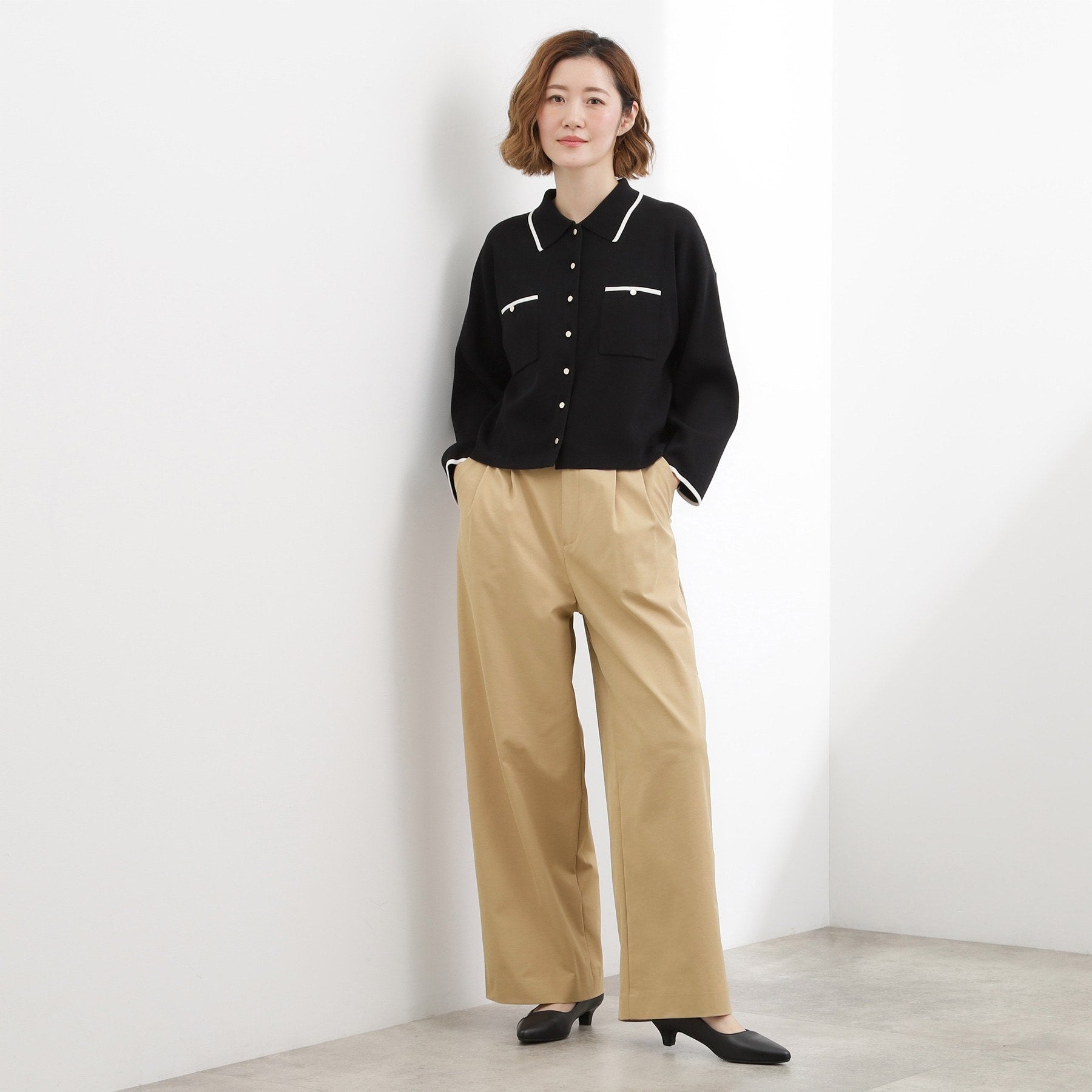 グローブ grove ツータック ワイドチノパンツ （ネイビー(094)） ネイビー(094)