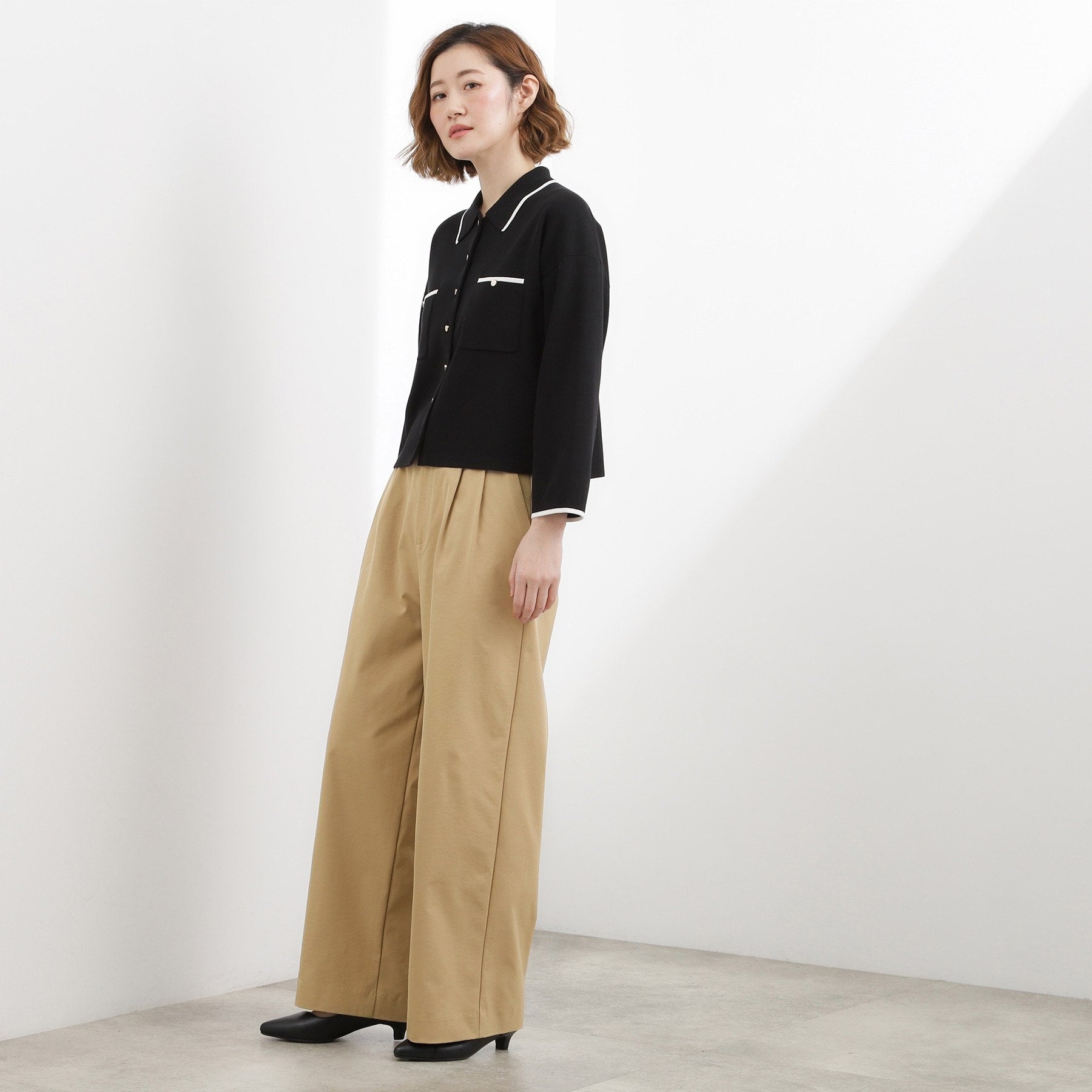 グローブ grove ツータック ワイドチノパンツ （ネイビー(094)） ネイビー(094)