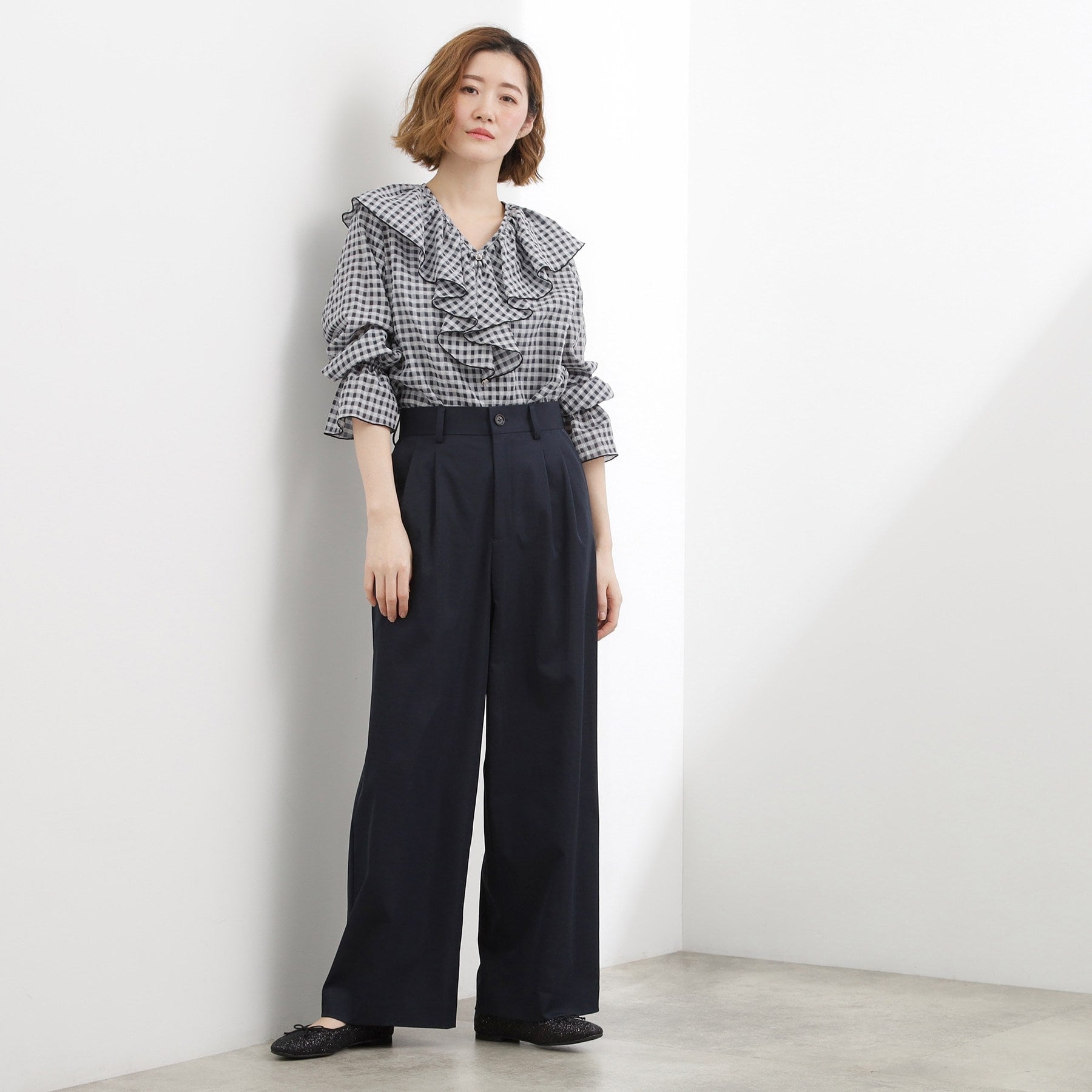 グローブ grove ツータック ワイドチノパンツ （ネイビー(094)） ネイビー(094)