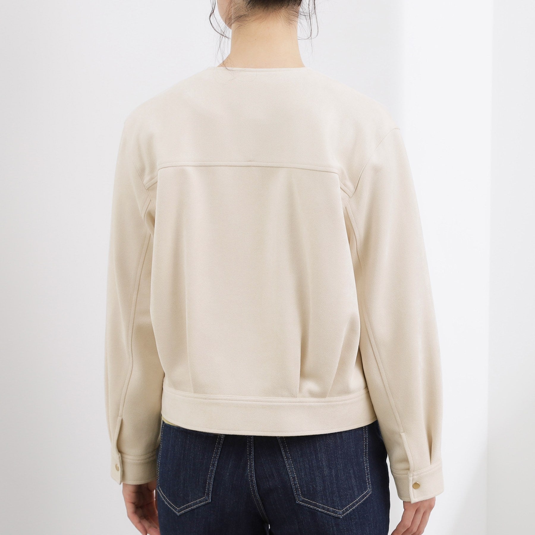 グローブ grove スエードライク ノーカラーブルゾン （ベージュ(052)） ベージュ(052)