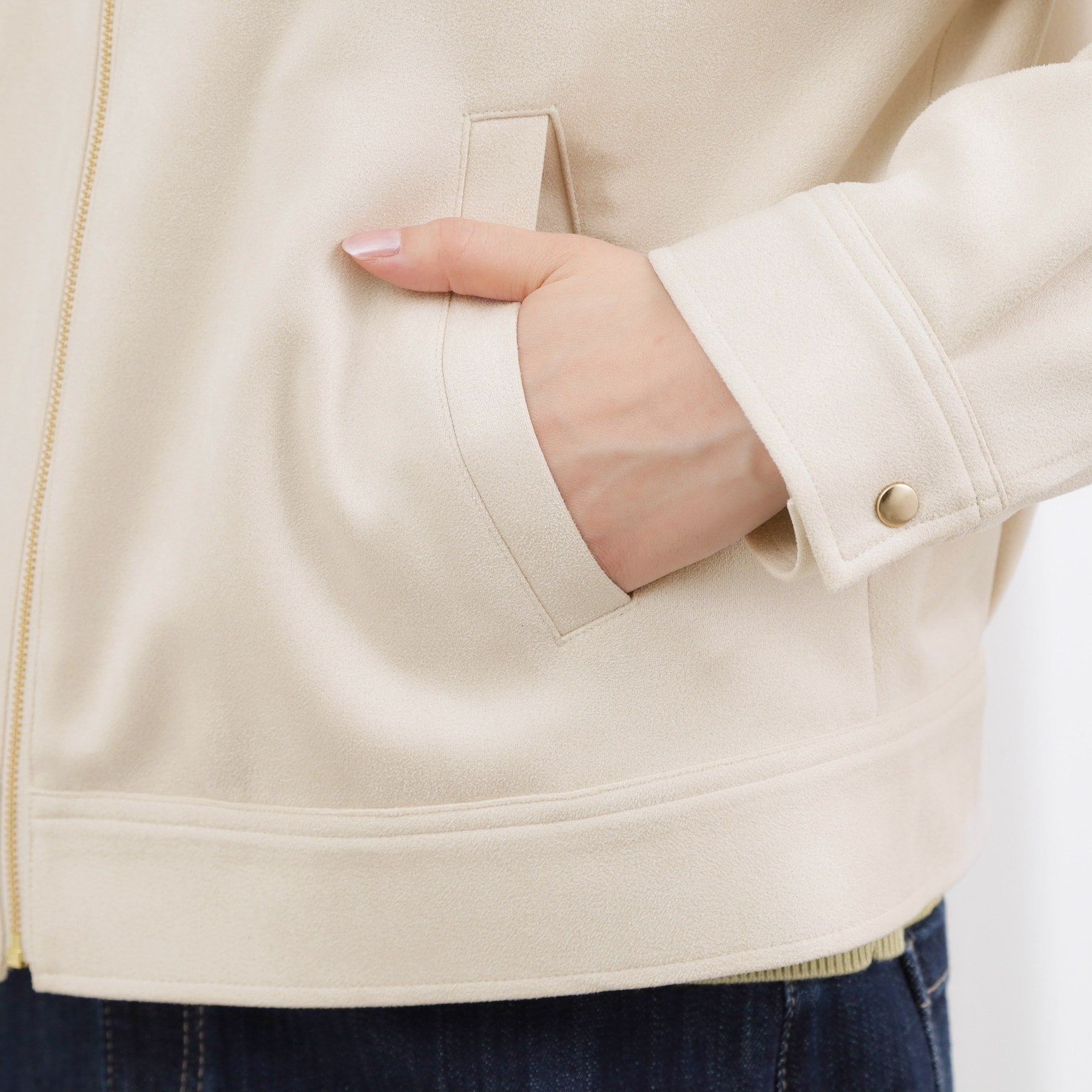 グローブ grove スエードライク ノーカラーブルゾン （ベージュ(052)） ベージュ(052)