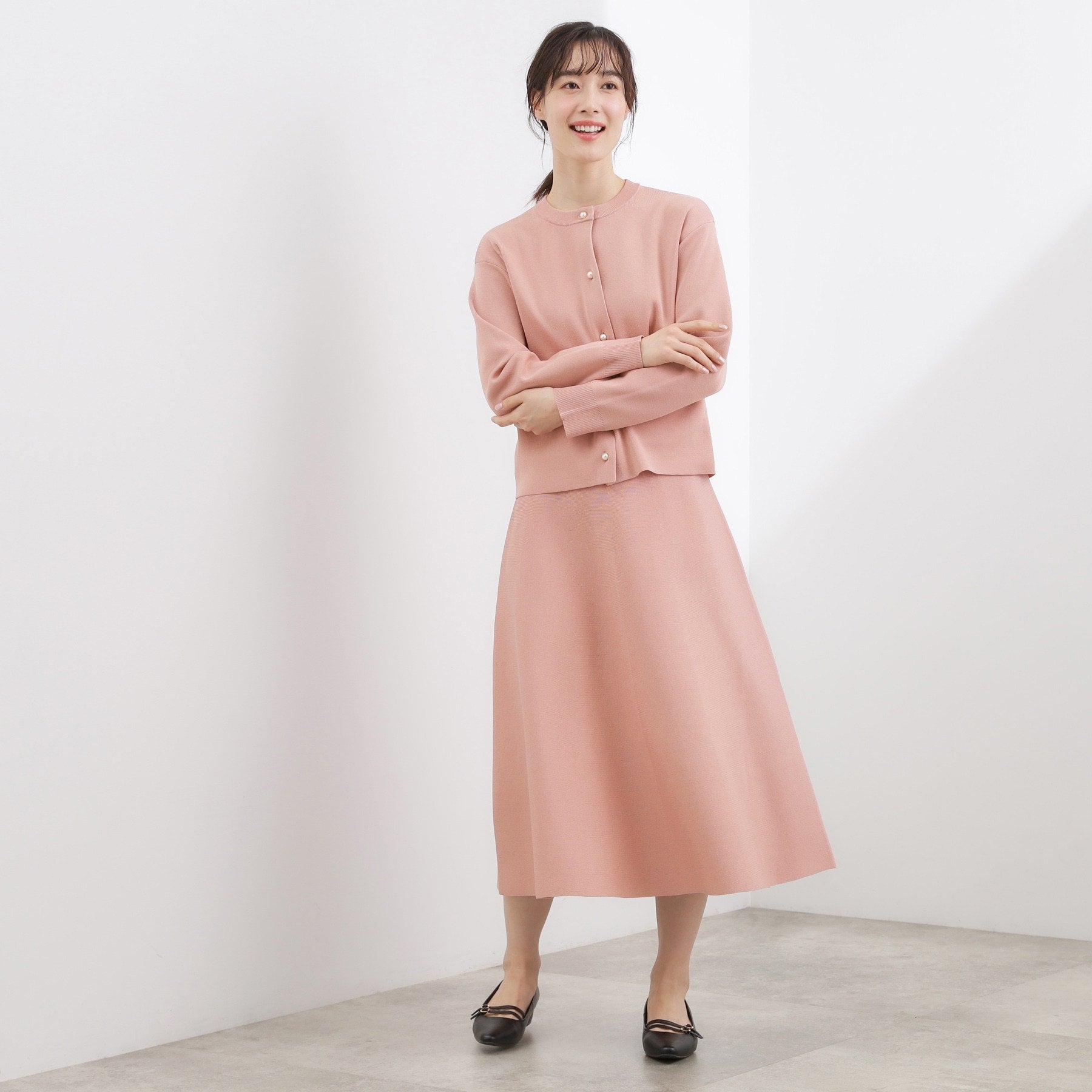 グローブ grove 【SETUP対応】ニットフレアスカート （ピンク(071)） ピンク(071)