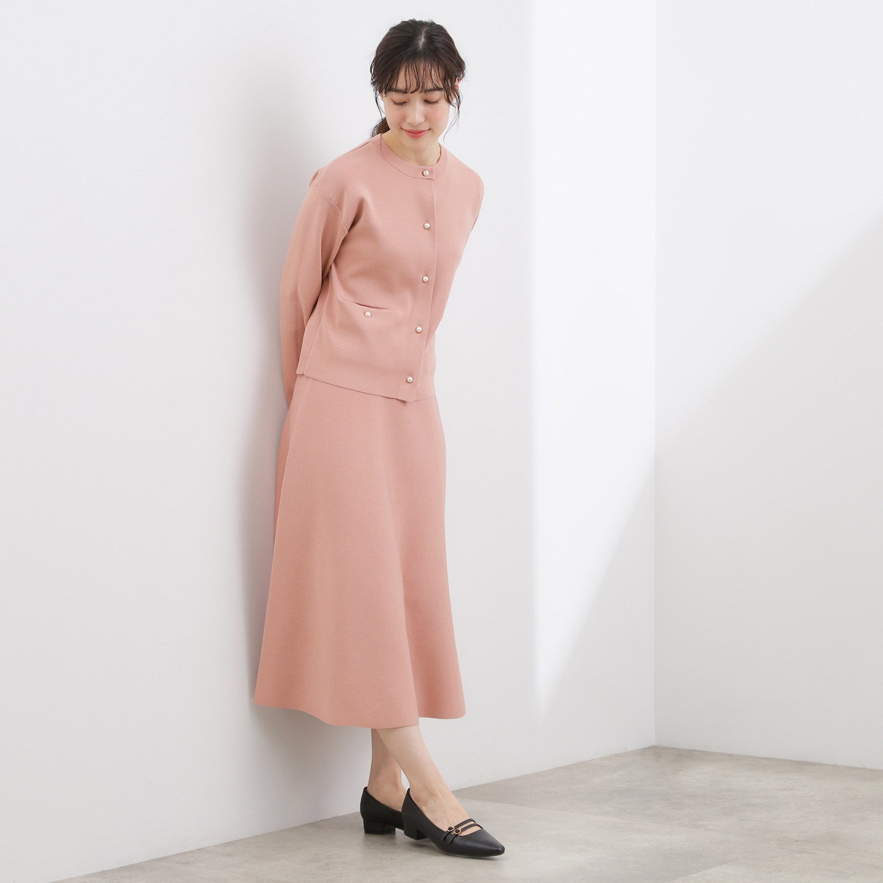 グローブ grove 【SETUP対応】ニットフレアスカート （ピンク(071)） ピンク(071)