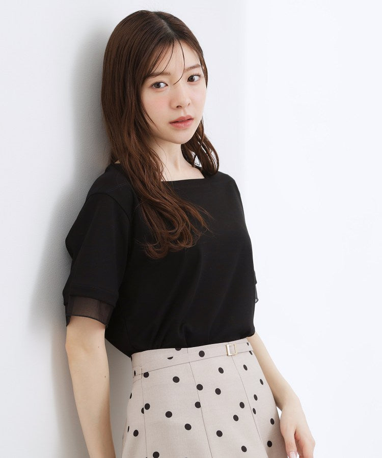 グローブ grove 袖口シアースクエアネックTシャツ （ブラック(019)） ブラック(019)