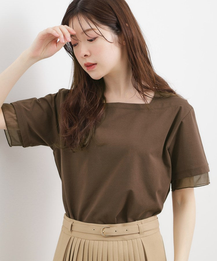 グローブ grove 袖口シアースクエアネックTシャツ （ブラック(019)） ブラック(019)