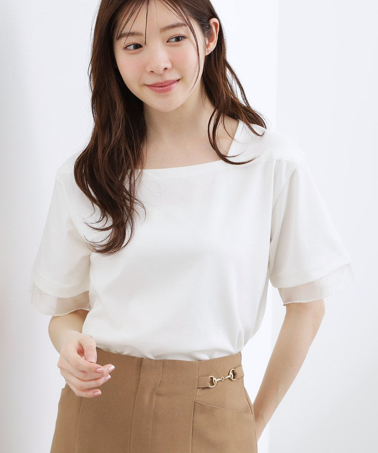 グローブ grove 袖口シアースクエアネックTシャツ （オフホワイト(003)） オフホワイト(003)