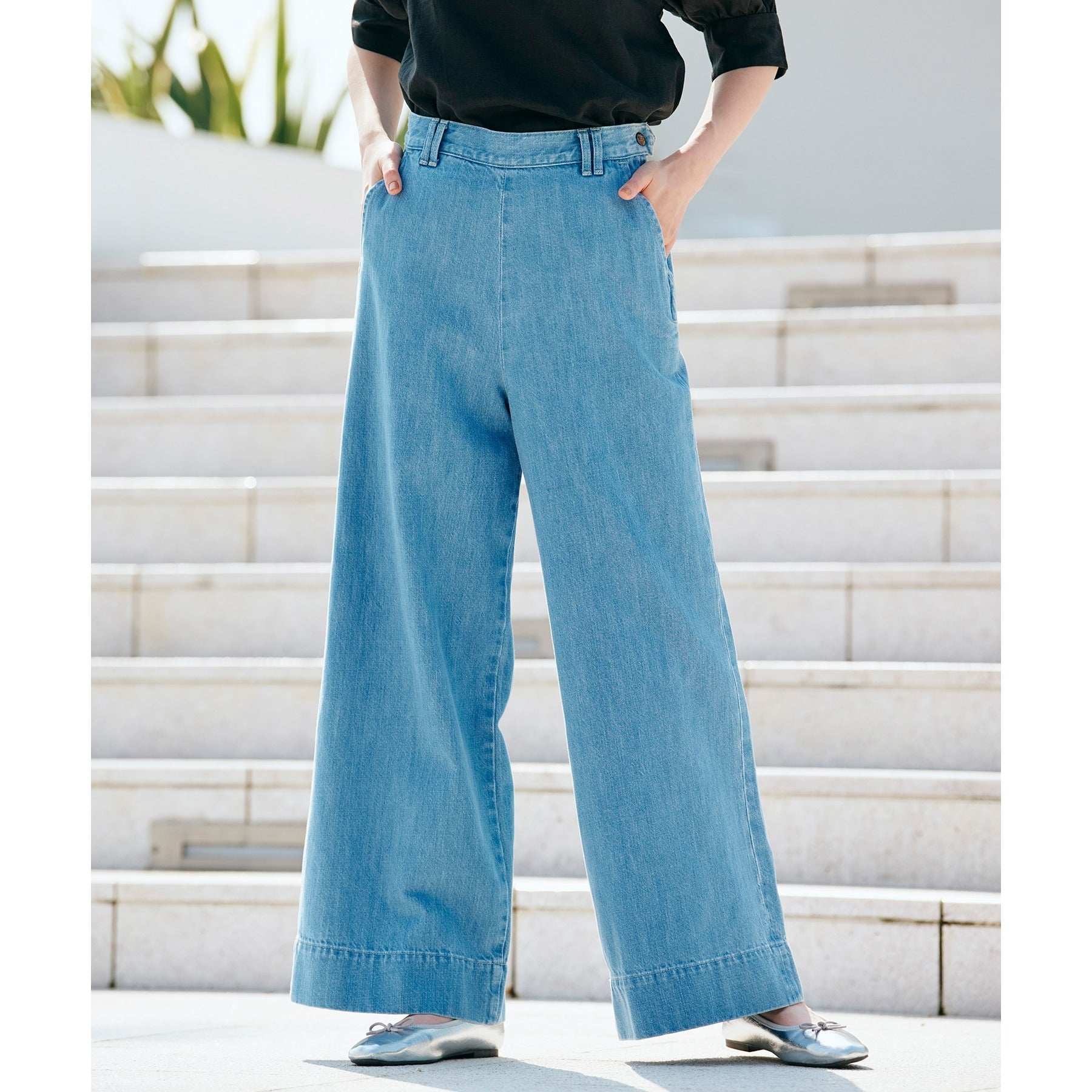 グローブ grove 【別注】Wrangler バギーパンツ （サックス(090)） サックス(090)