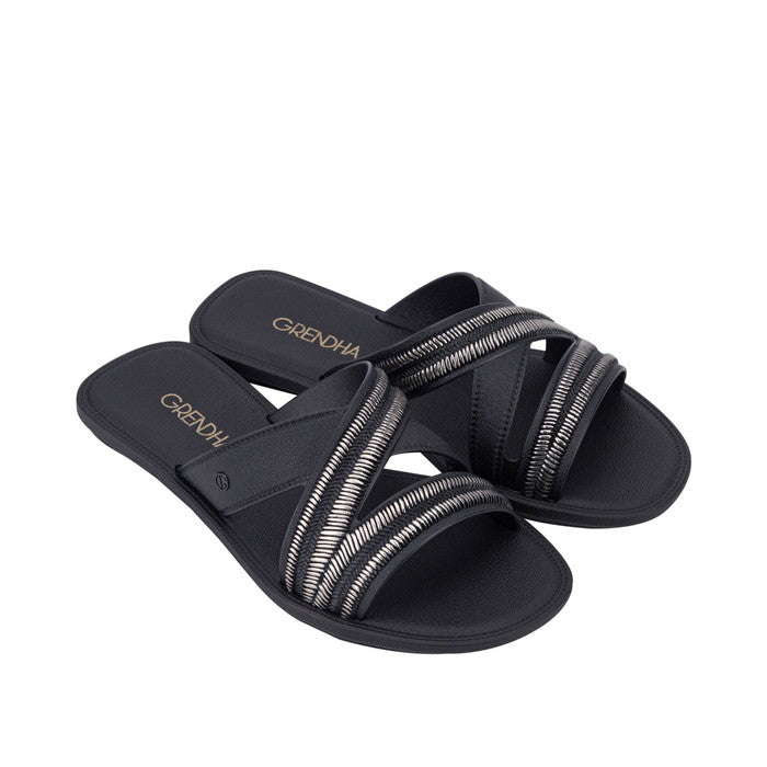 グレンダ GRENDHA BURITI RAFIA SLIDE SG18707009 （ブラック） ブラック