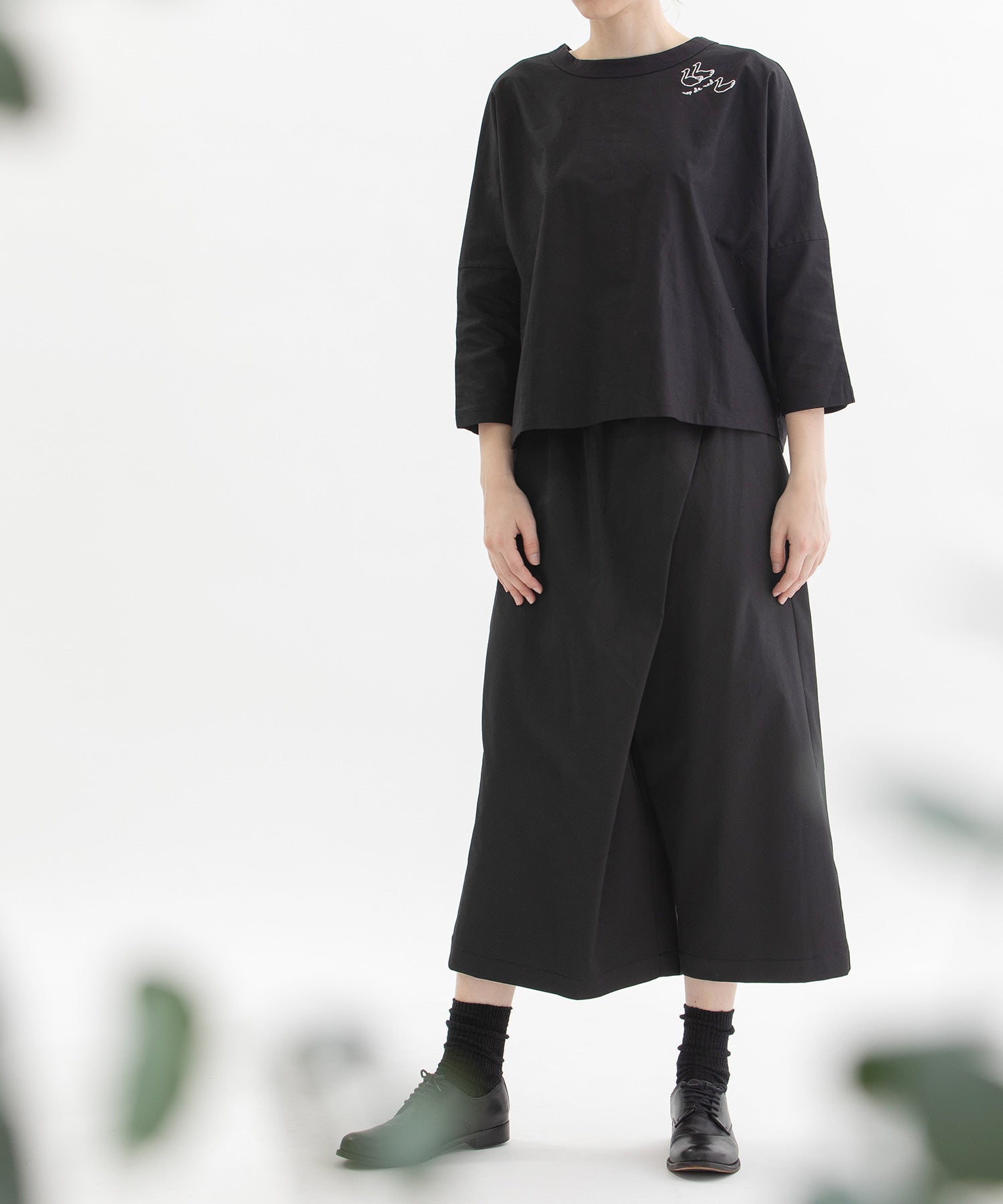 ノップドゥノッド nop de nod ポリエステルコットンリネンツイルラップパンツ