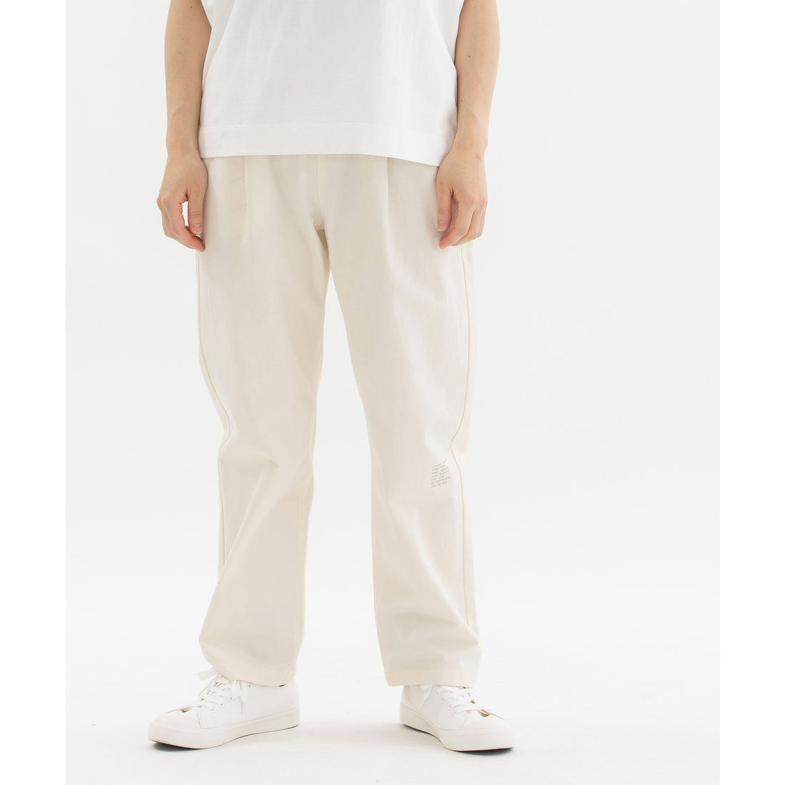 Nop de Nod Right Hem Logo Print Denim Twill Pants