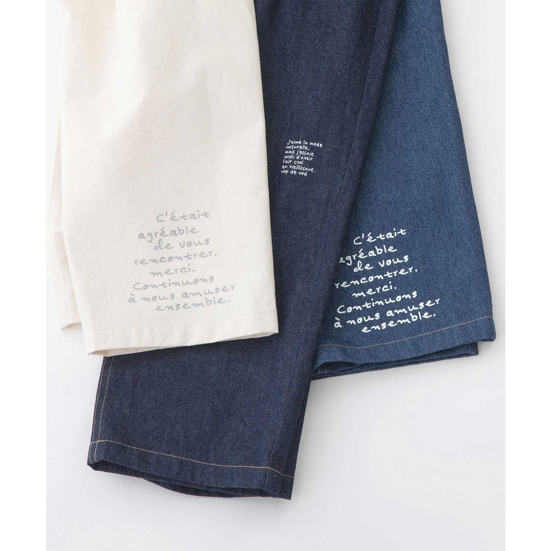 Nop de Nod Right Hem Logo Print Denim Twill Pants