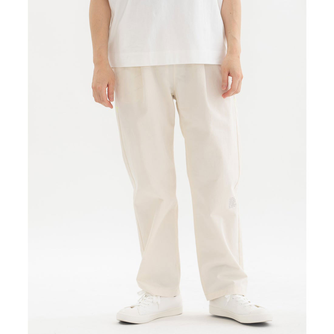 Nop de Nod Right Hem Logo Print Denim Twill Pants