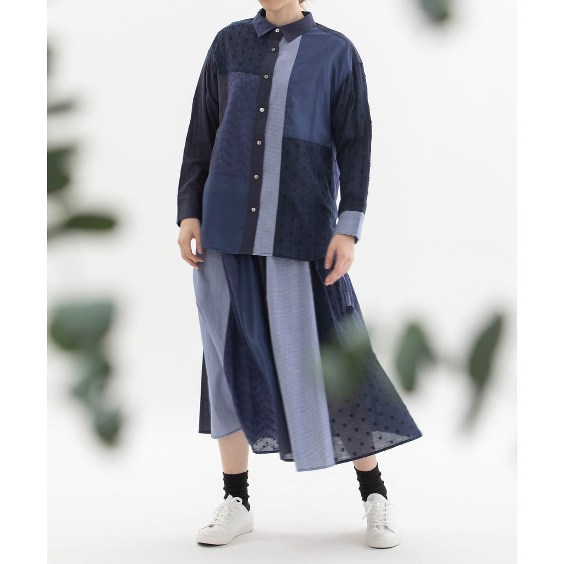 ノップドゥノッド nop de nod misc異素材づかいふんわりシャツ