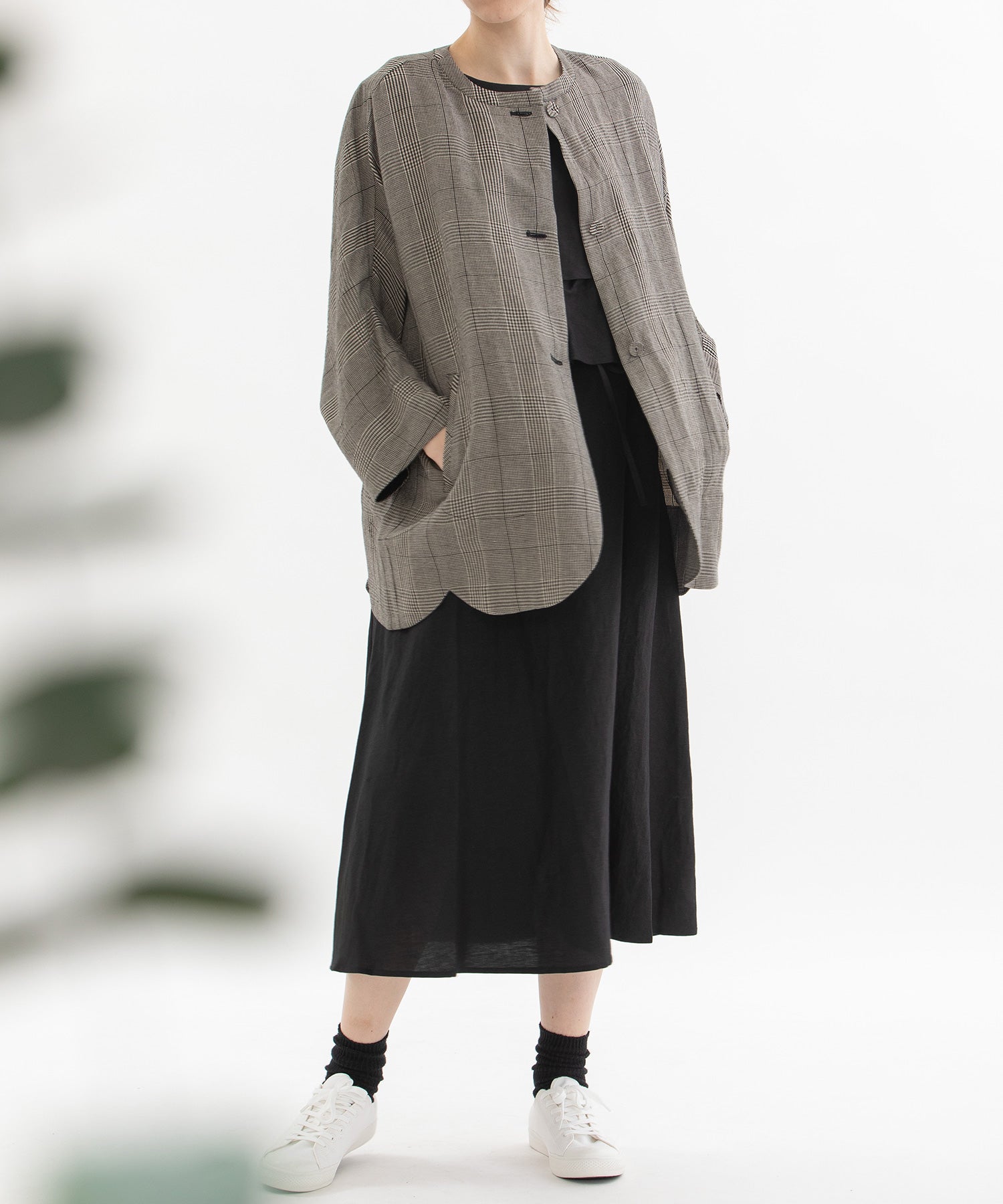 ノップドゥノッド nop de nod Clocheリネンレーヨンスカラップジャケット （スミクロ） スミクロ