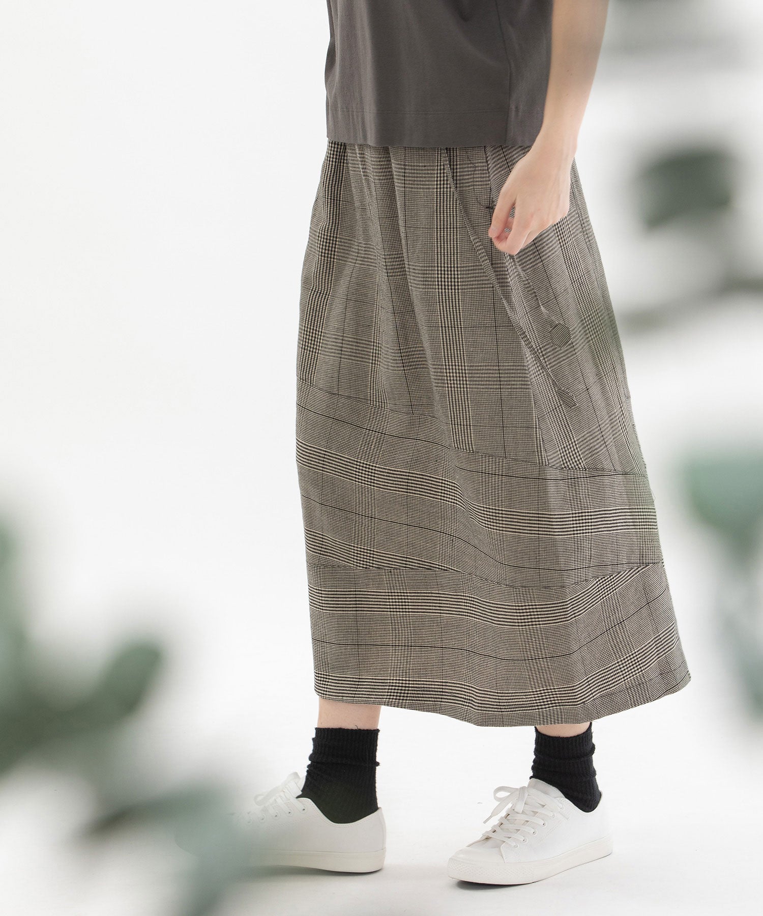 ノップドゥノッド nop de nod Pommeリネンレーヨン切り替えスカート （スミクロ） スミクロ
