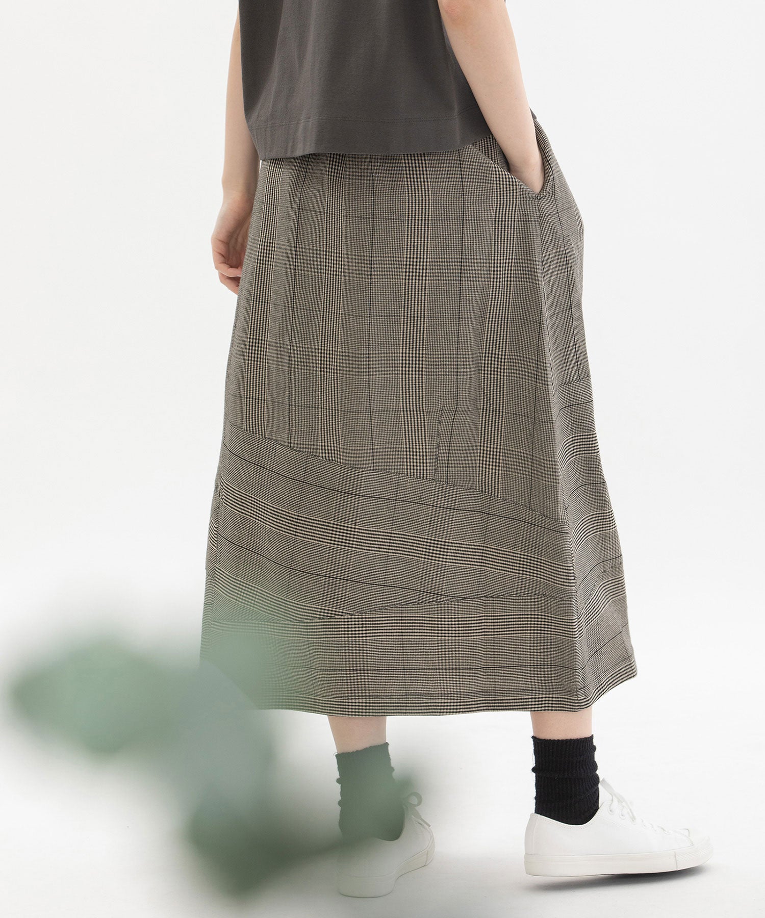 ノップドゥノッド nop de nod Pommeリネンレーヨン切り替えスカート （スミクロ） スミクロ