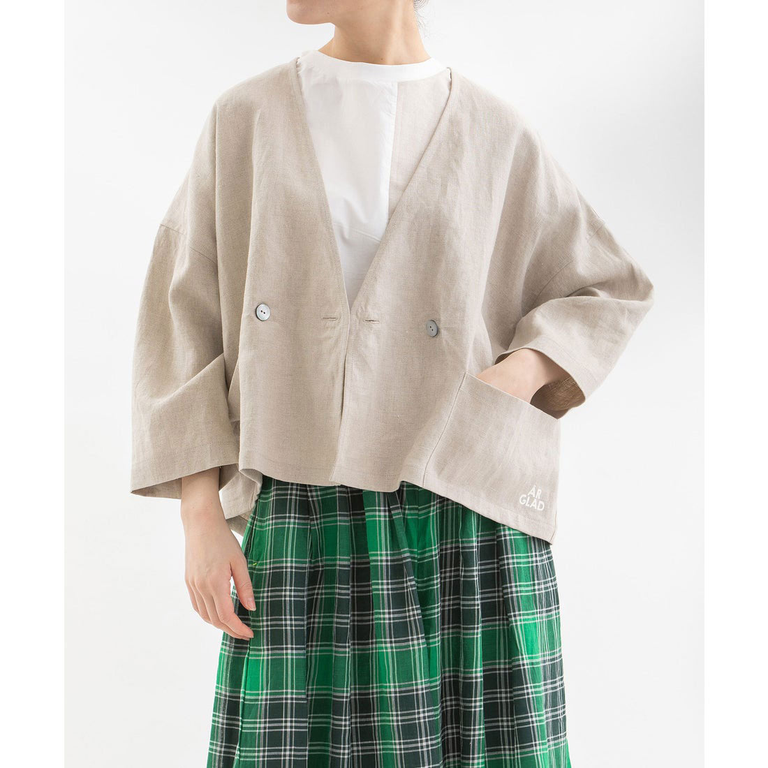 ノップドゥノッド nop de nod Cielリネンノーカラーカーデジャケット （キナリ） キナリ