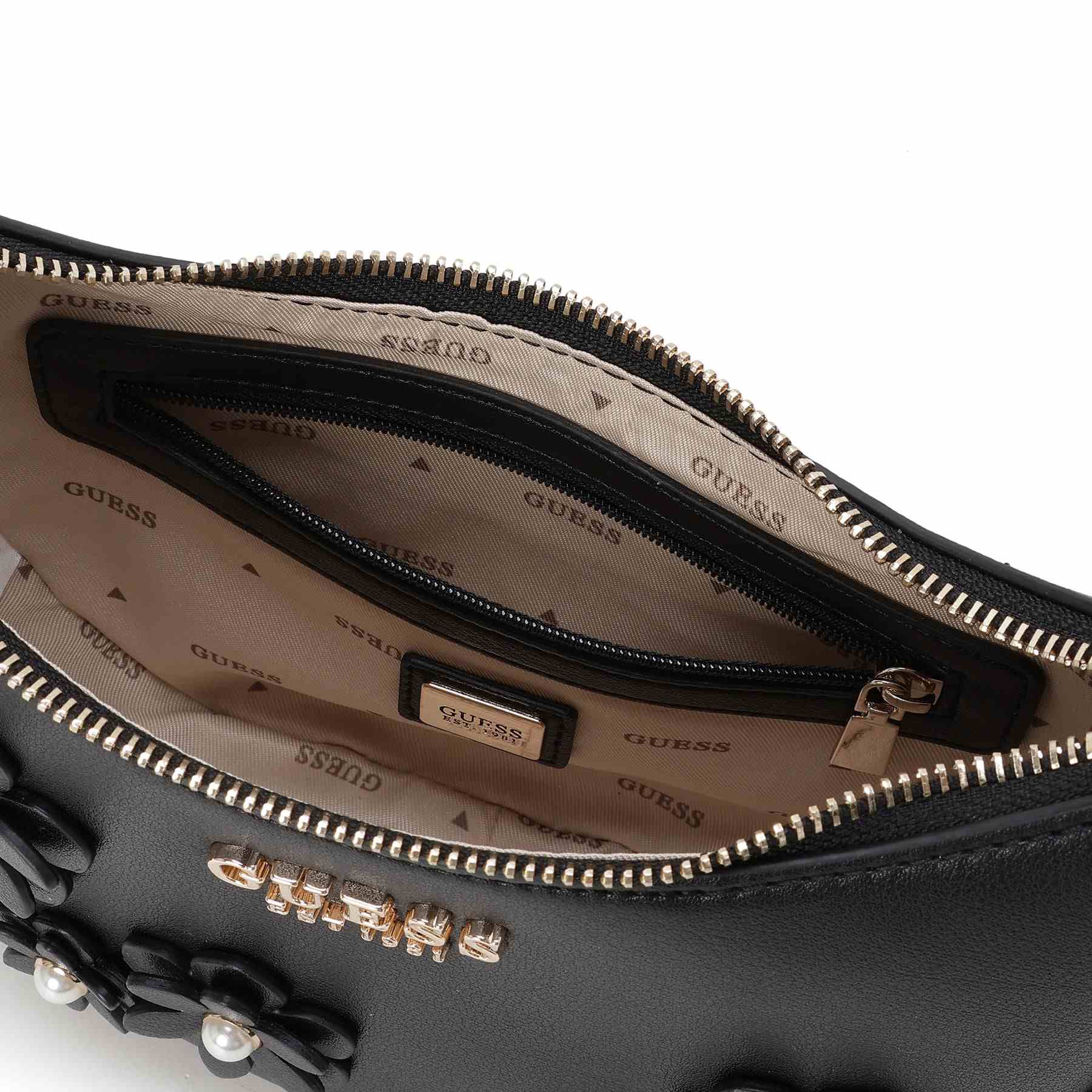 ゲス GUESS ZARIA Mini Top Zip Shoulder Bag （BLA） BLA