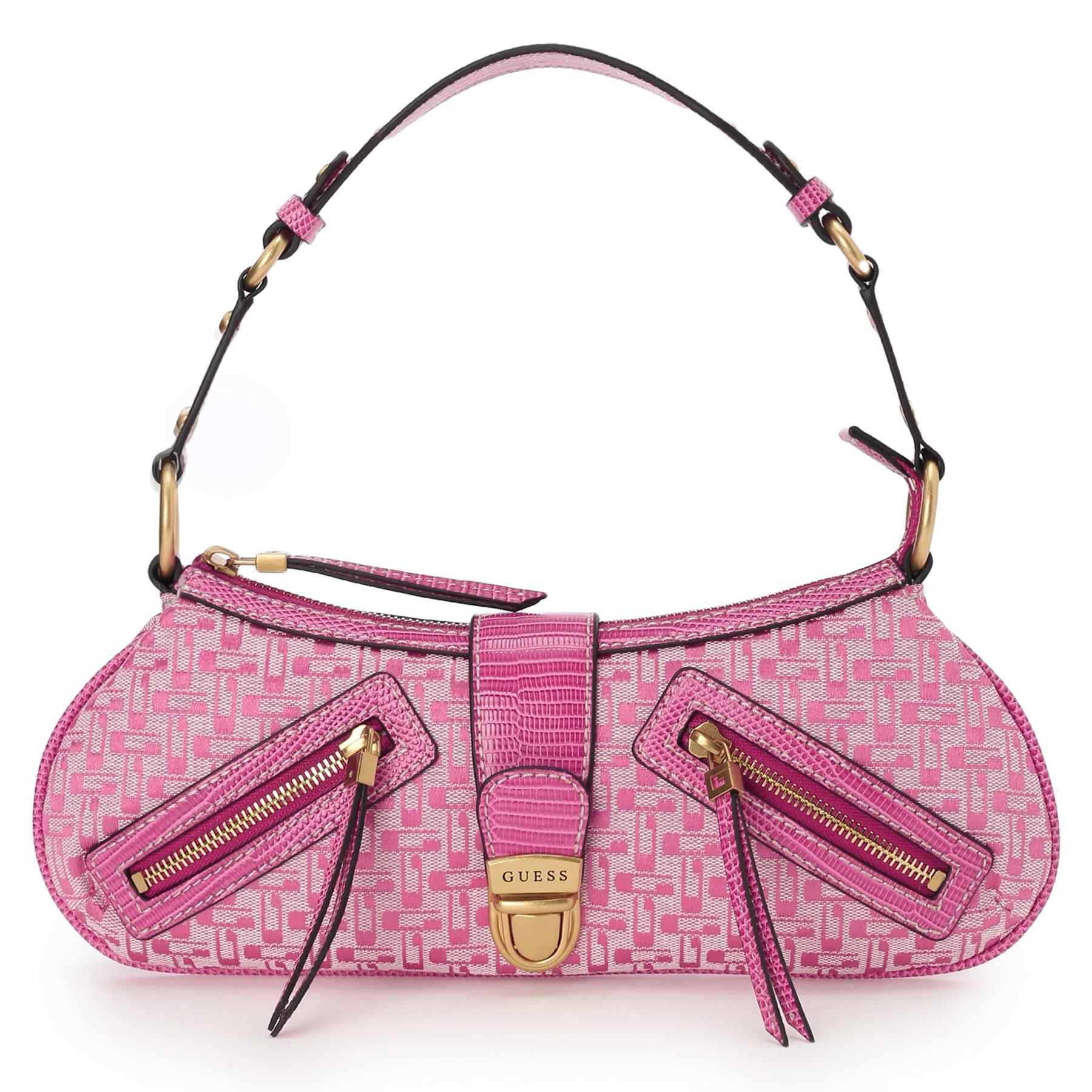 GUESS ピンク ハンドバッグ GUESS BELLE Vintage Tp Zip Shoulder Bag Handbag Shoulder Bag Women's