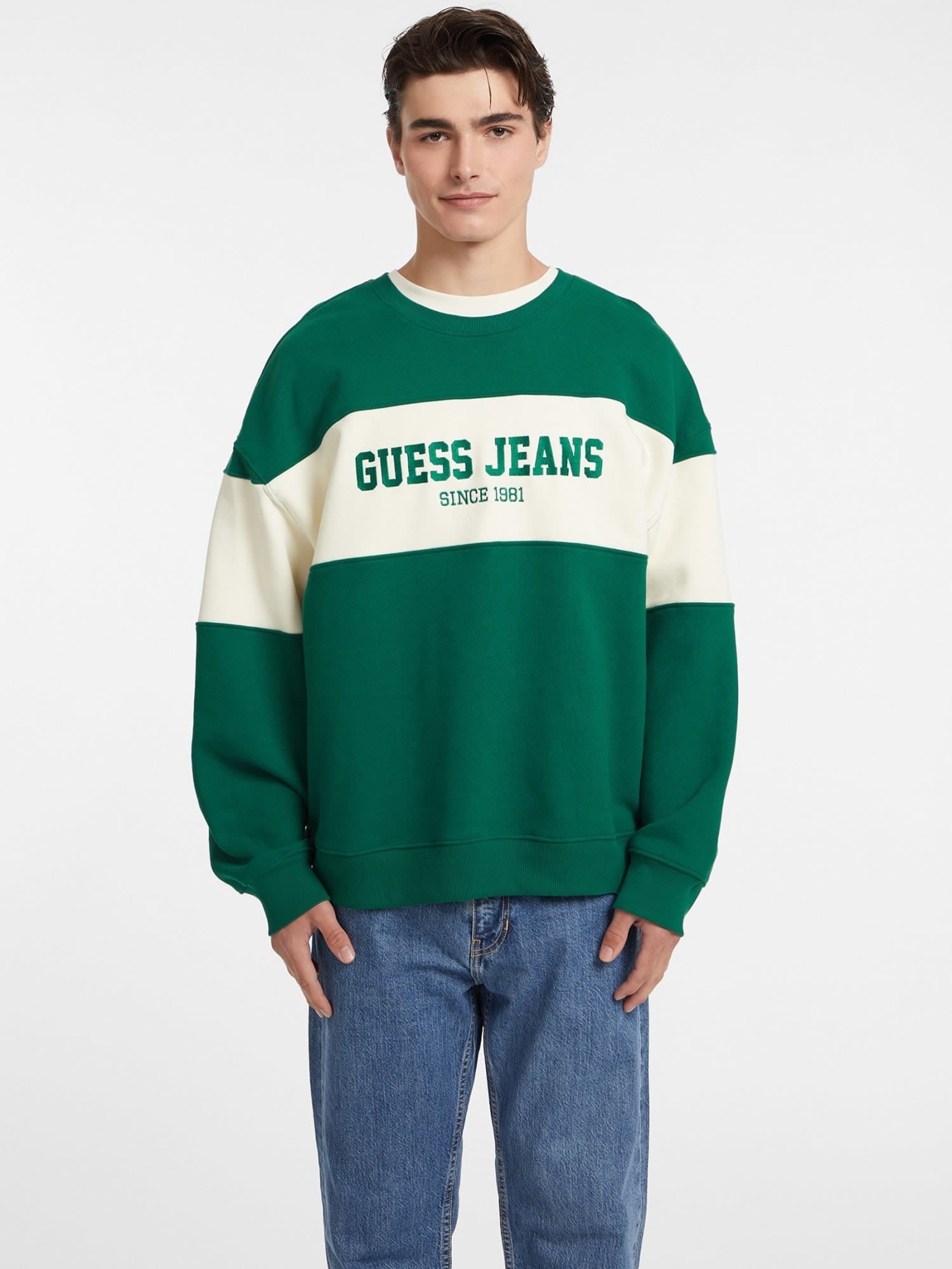 ゲス GUESS GUESS JEANS Crew Neck Os Horizont Stripe Sweat （G8ET） G8ET