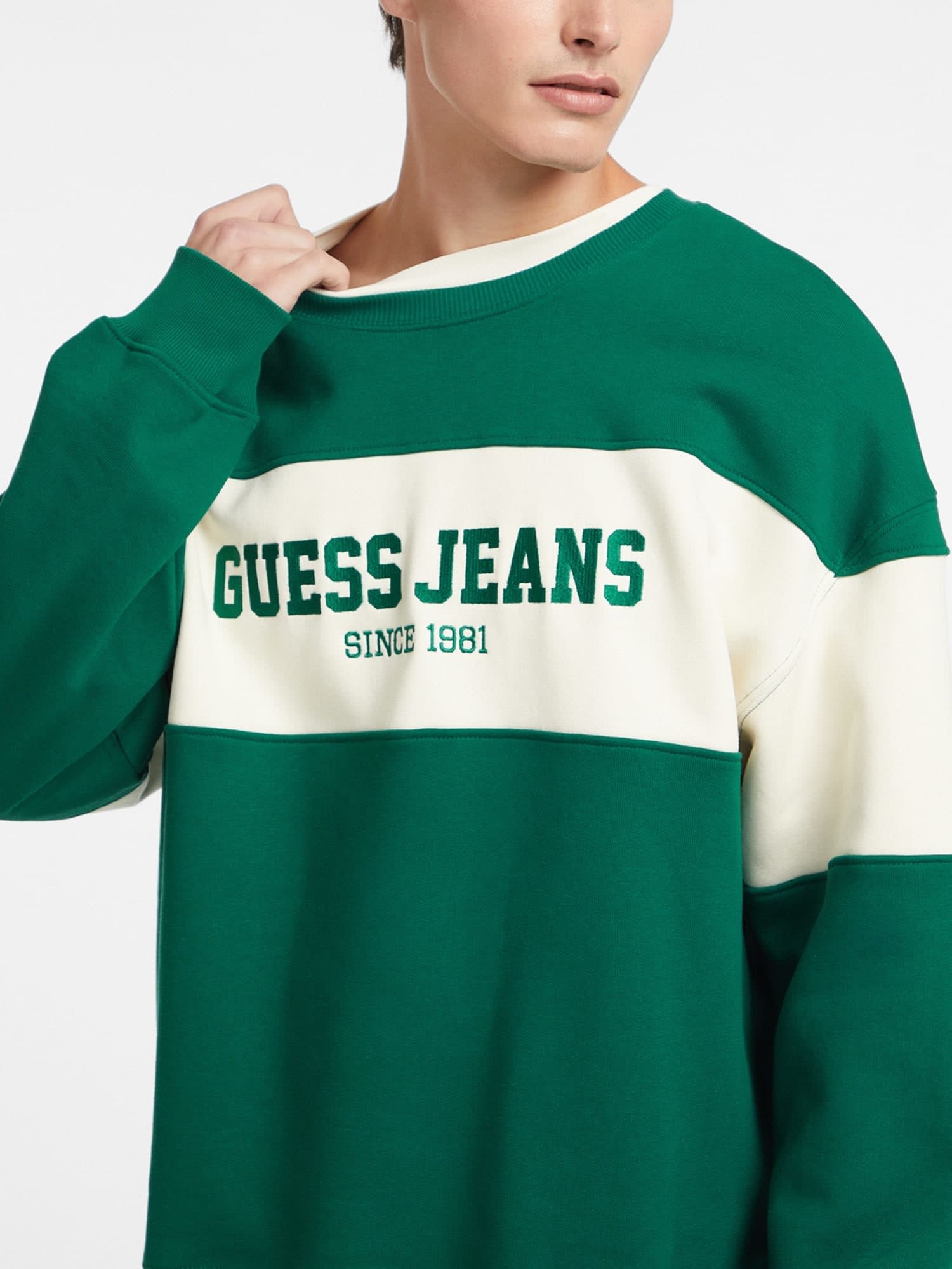 ゲス GUESS GUESS JEANS Crew Neck Os Horizont Stripe Sweat （G8ET） G8ET