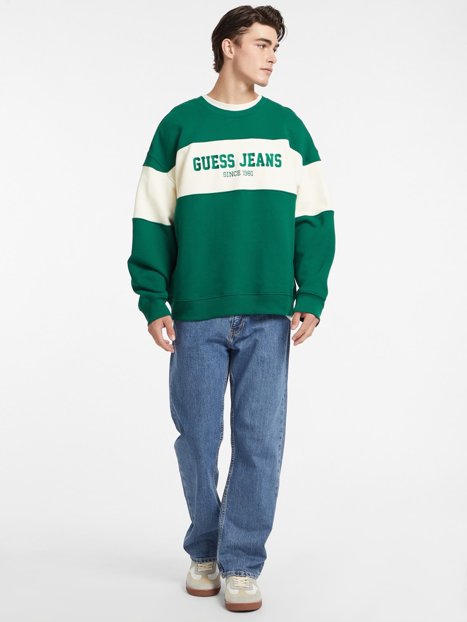 ゲス GUESS GUESS JEANS Crew Neck Os Horizont Stripe Sweat （G8ET） G8ET