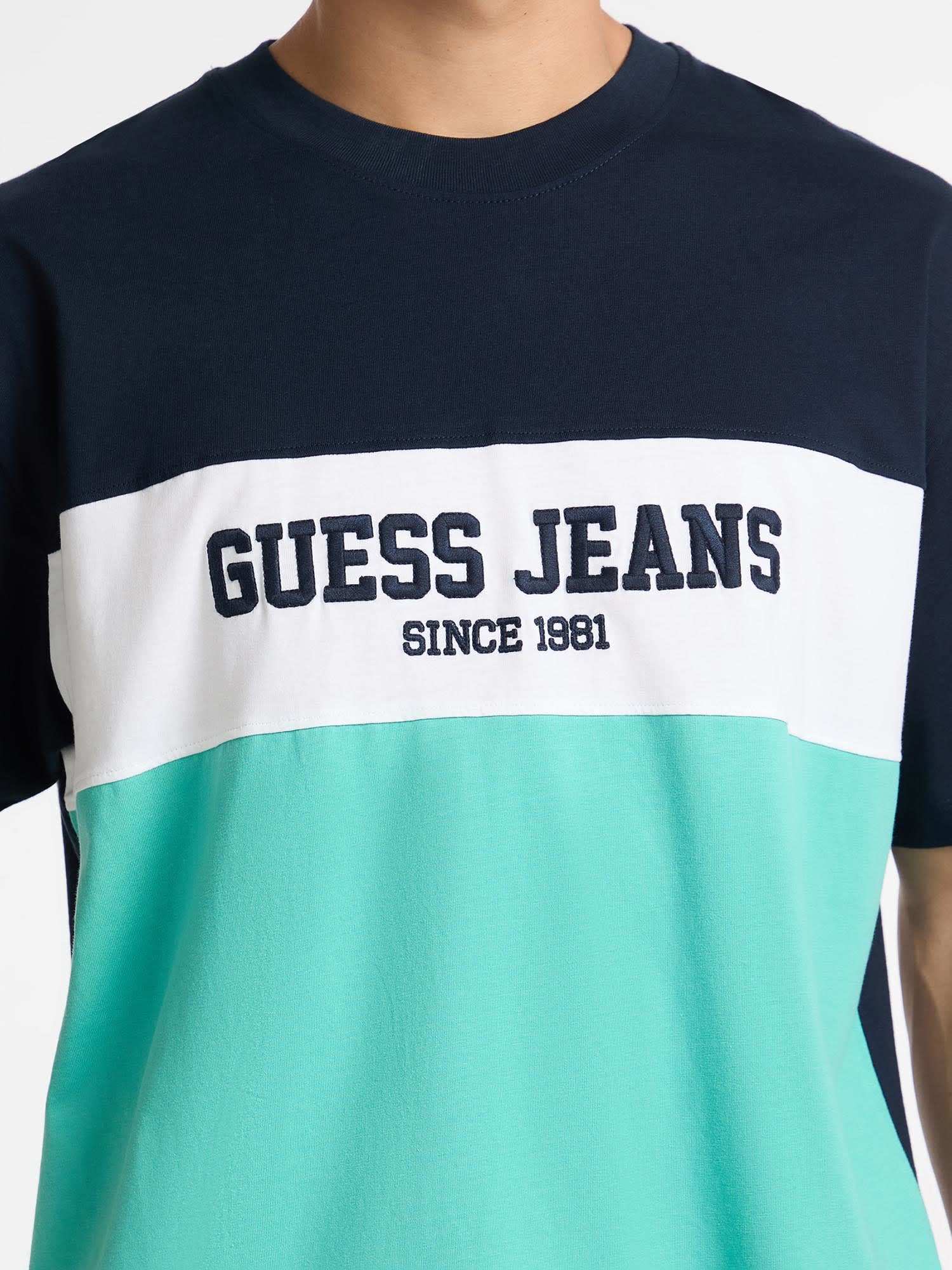 ゲス GUESS GUESS JEANS Short Sleeves Crew Neck Os Horizont Stripe Tee （FJ7O） FJ7O