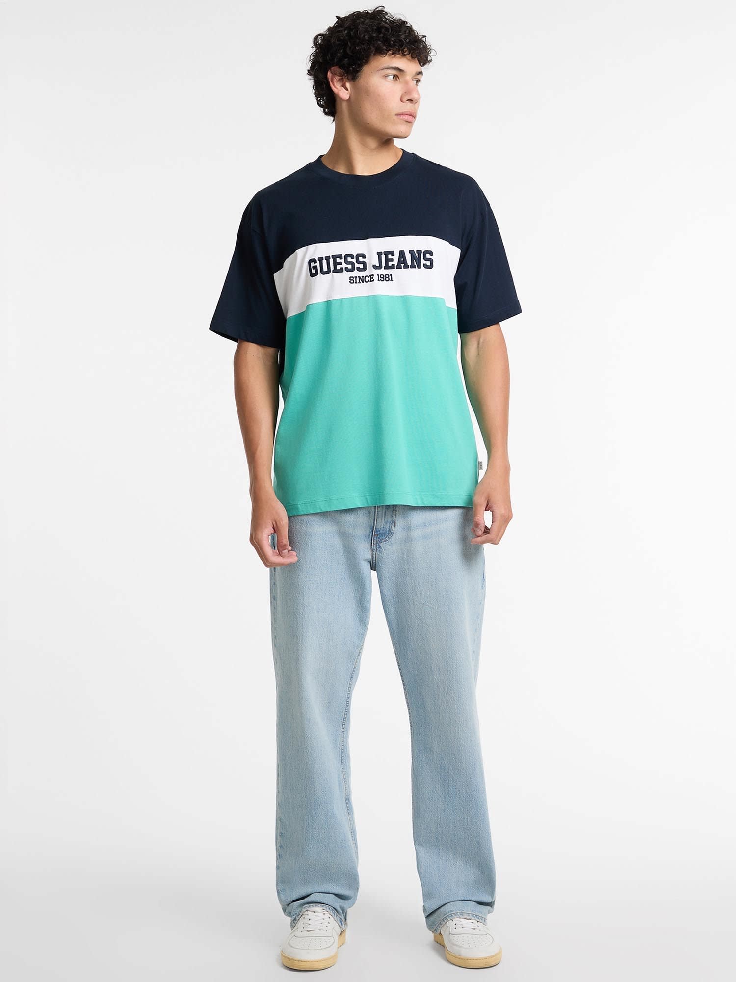 ゲス GUESS GUESS JEANS Short Sleeves Crew Neck Os Horizont Stripe Tee （FJ7O） FJ7O