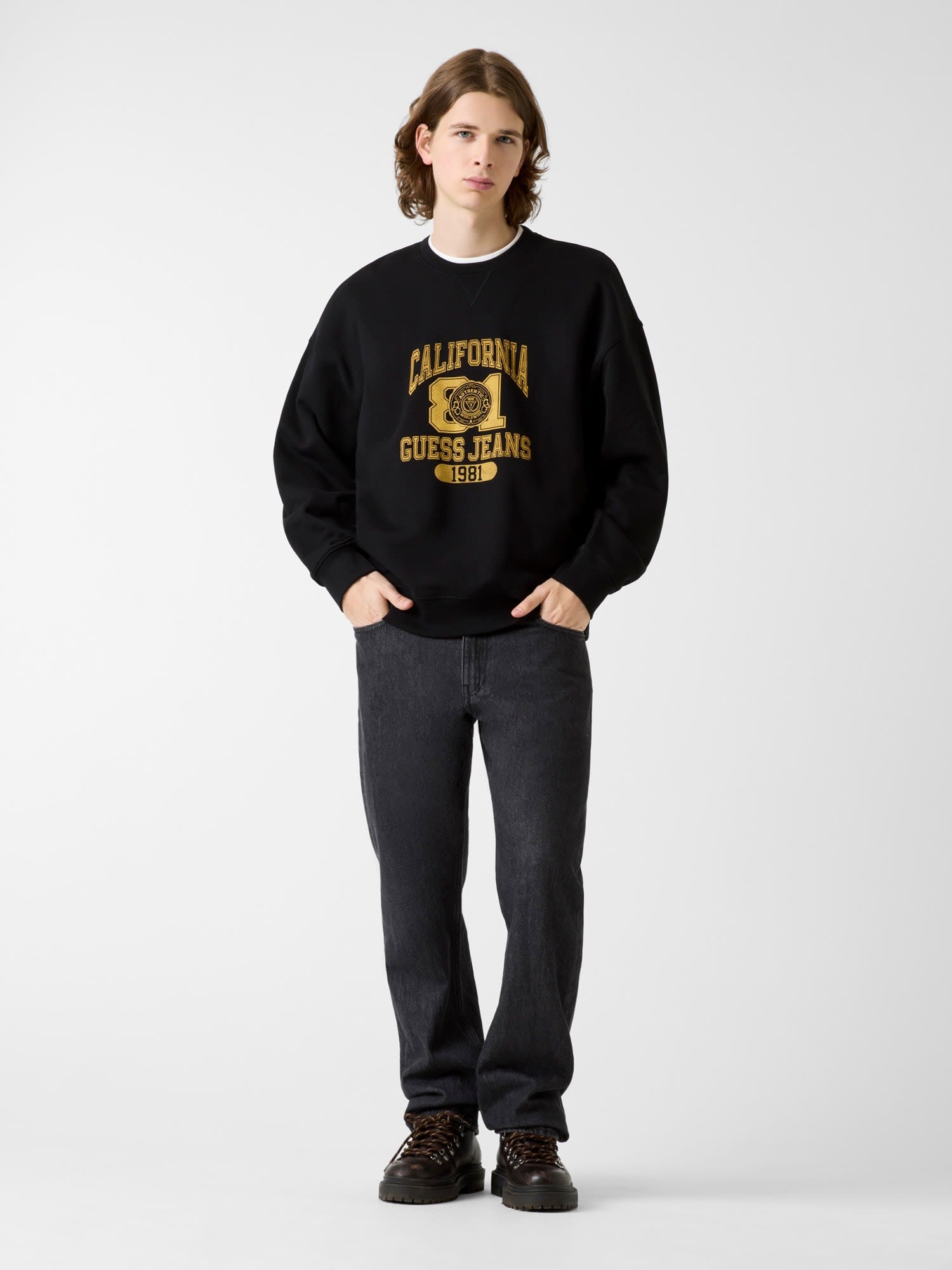 ゲス GUESS GUESS JEANS Os Ringer Crewneck （JBLK） JBLK