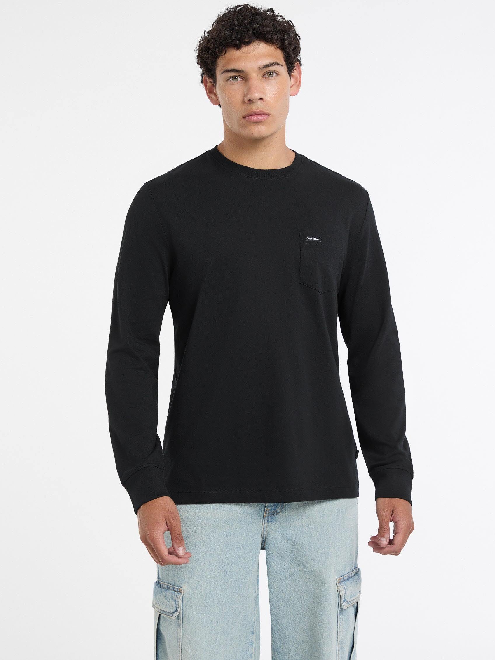 ゲス GUESS GUESS JEANS Long Sleeves Crew Neck Regular Poket Tee （JBLK） JBLK