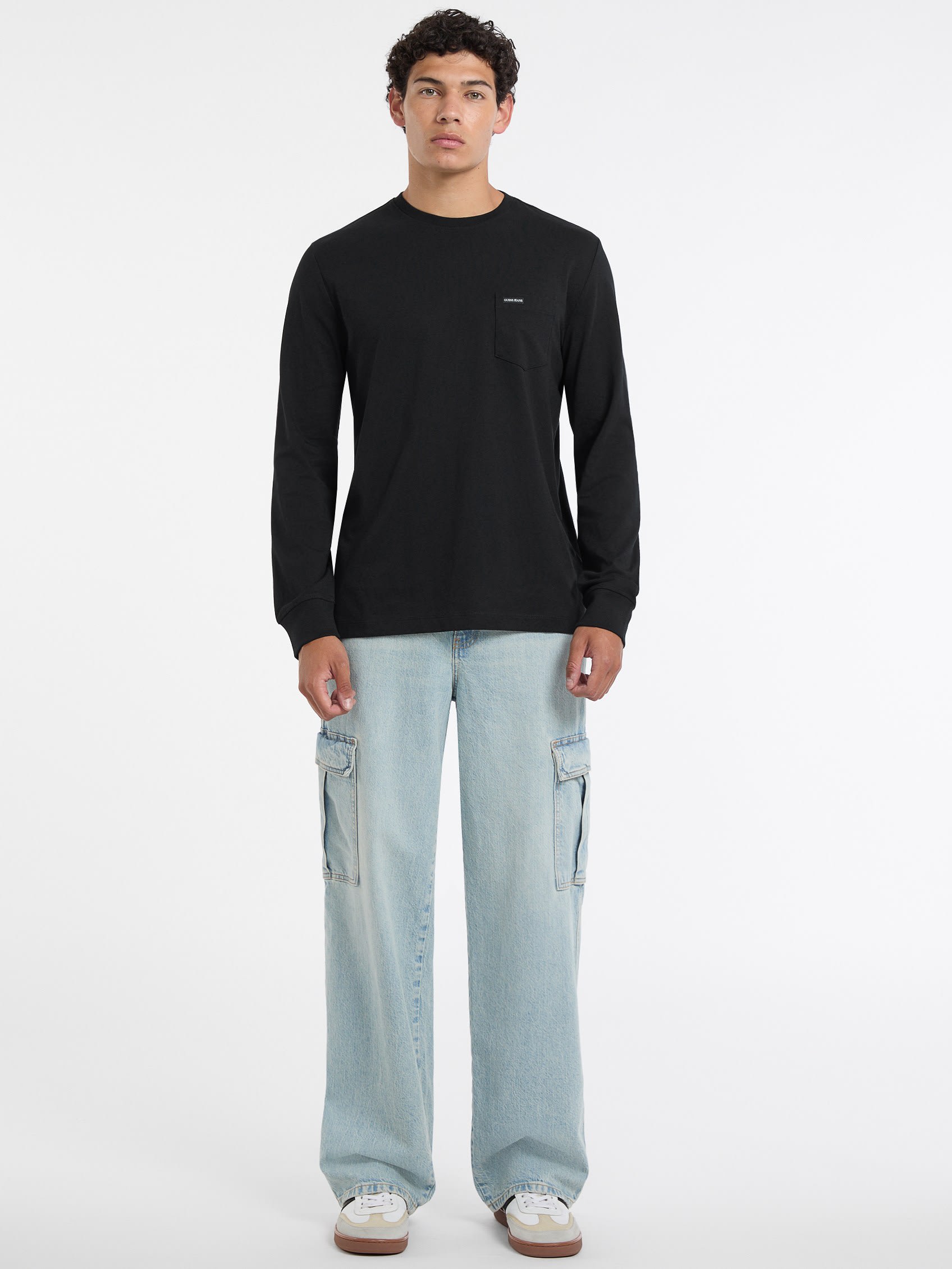 ゲス GUESS GUESS JEANS Long Sleeves Crew Neck Regular Poket Tee （JBLK） JBLK