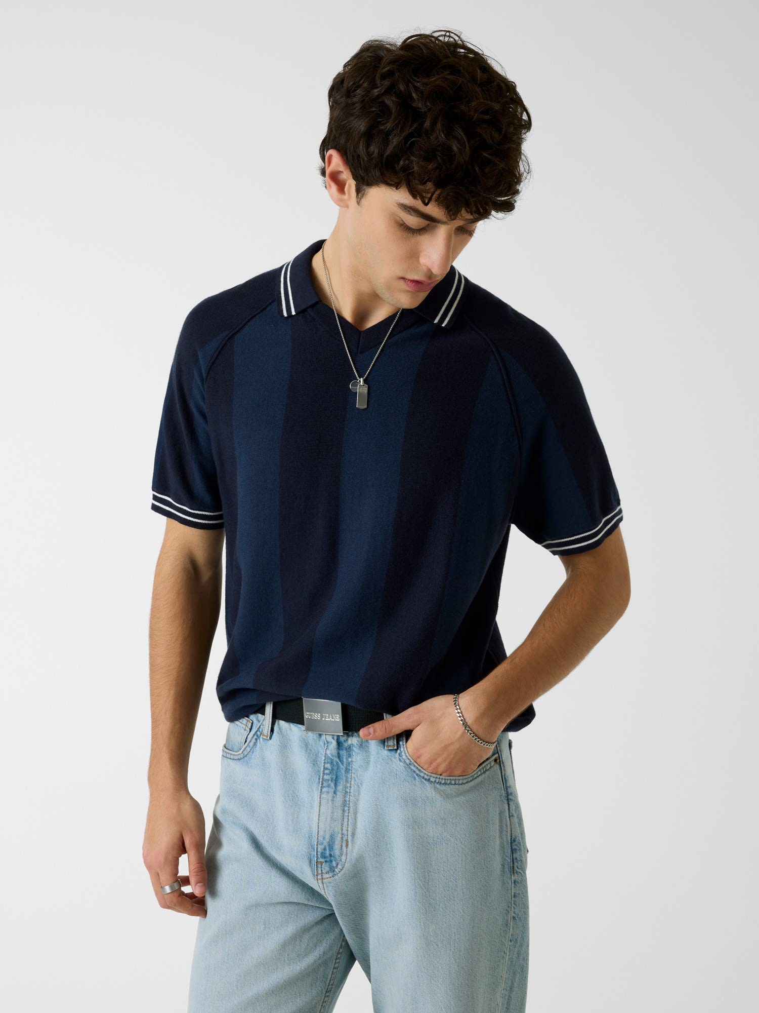 ゲス GUESS GUESS JEANS STRIPED Polo Sweater （S75Q） S75Q