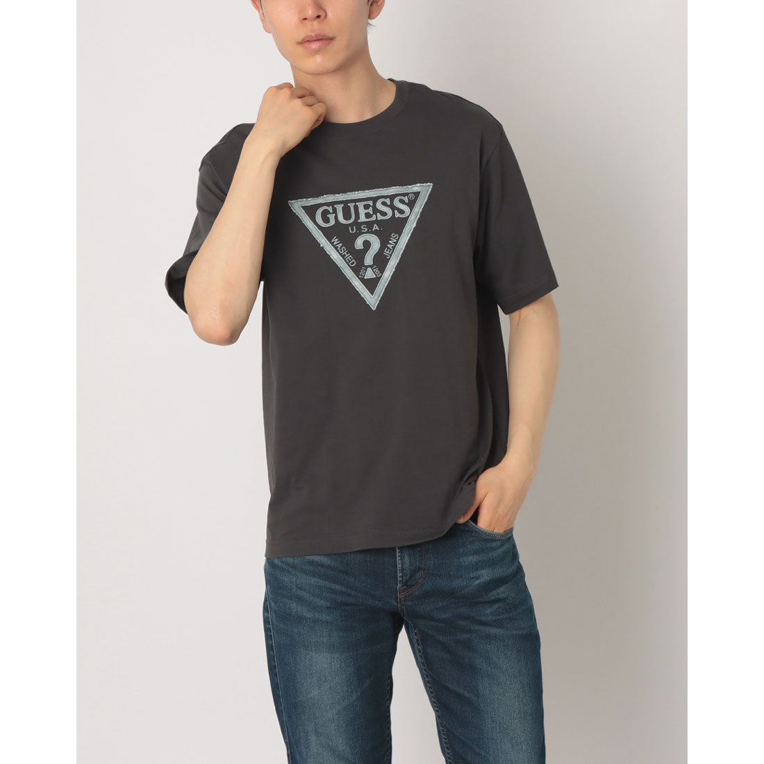 ゲス GUESS MEN'S S/Slv Tee Shirt （DGY） DGY