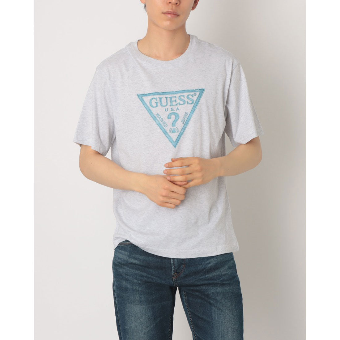 ゲス GUESS MEN'S S/Slv Tee Shirt （LGY） LGY