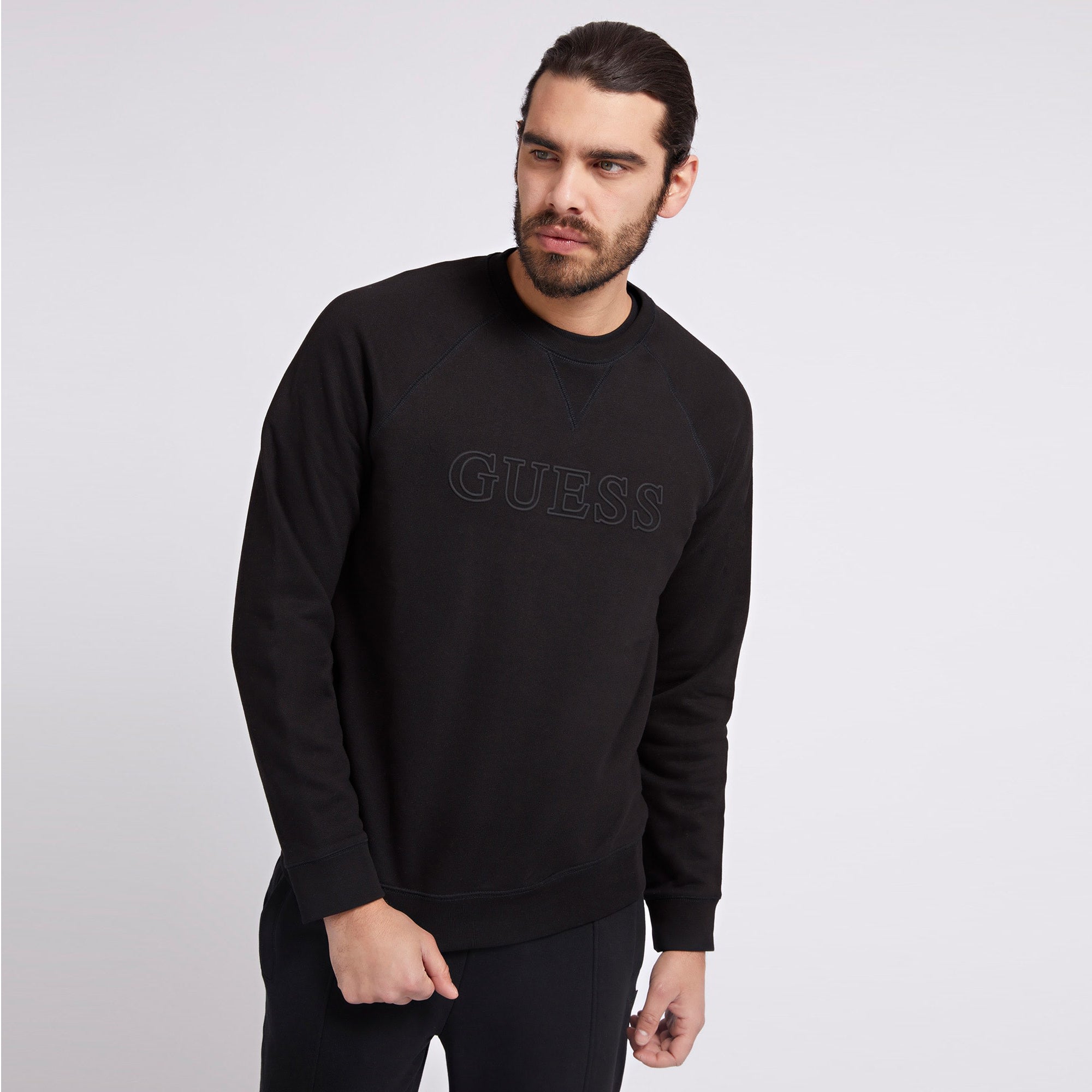 ゲス GUESS Eco Aldwin Logo Sweatshirt  トップス スウェット,JBLK